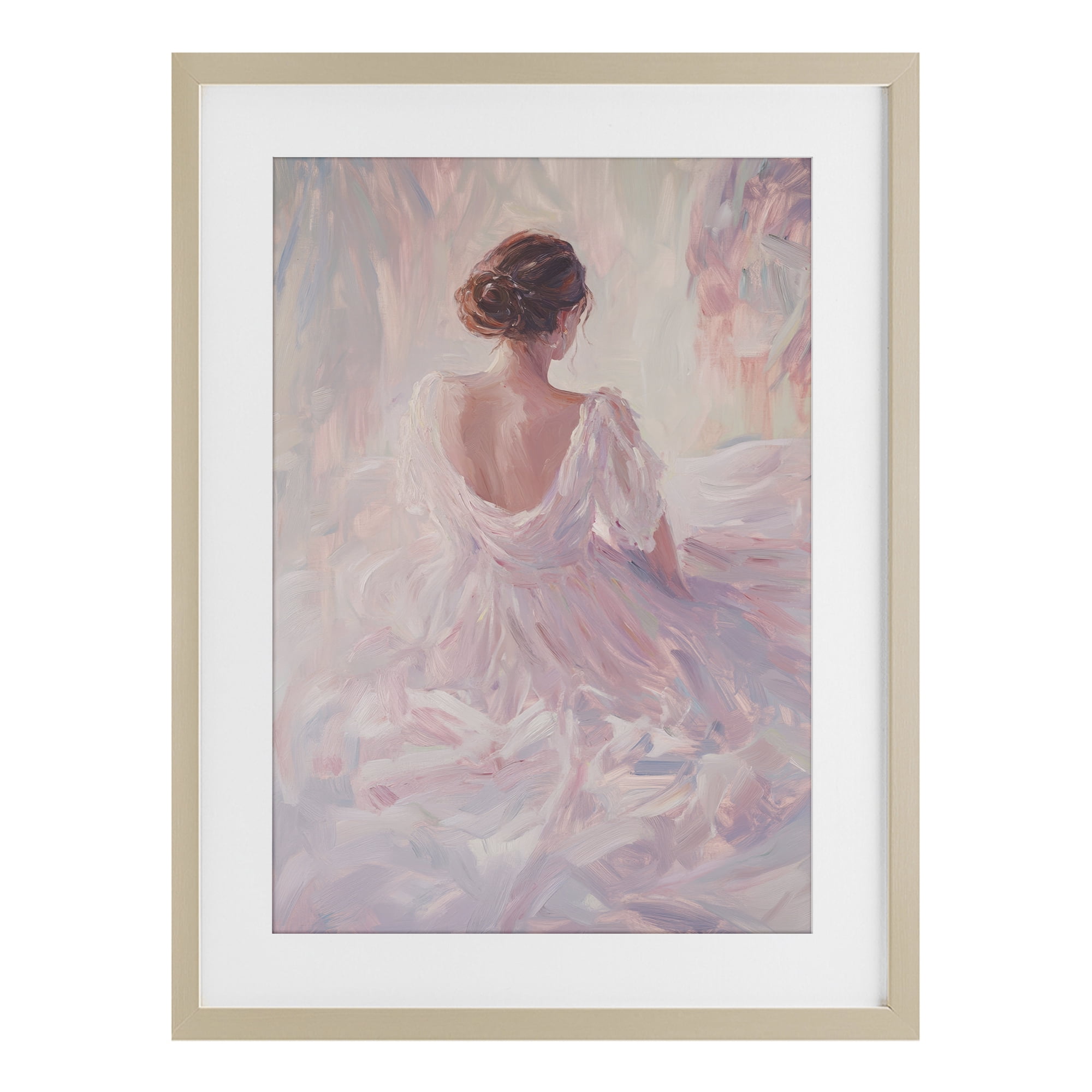 Stupell Industries Graceful Woman in Blush Gown Birch Framed Print Under Glass, design by Petal Prints Design