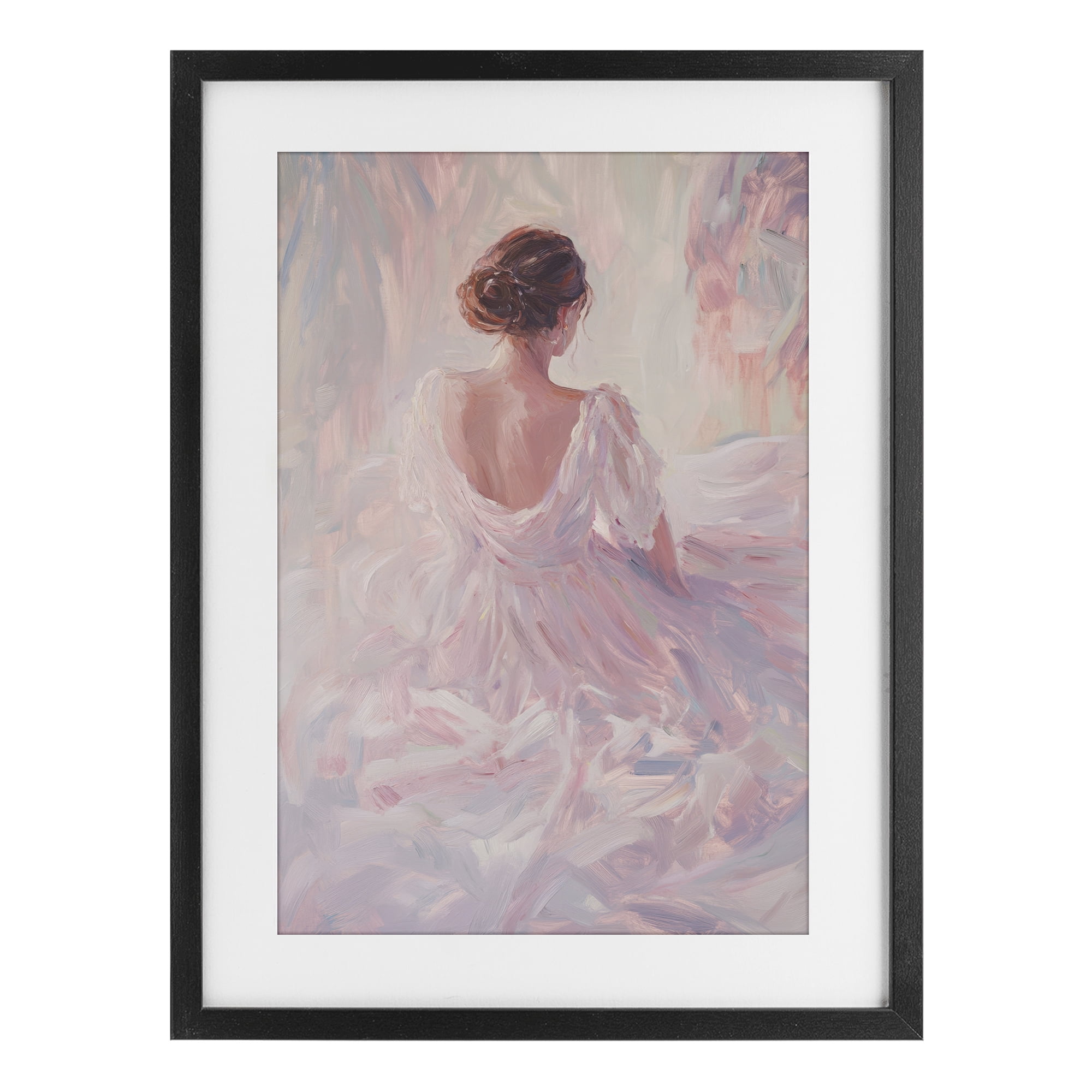 Stupell Industries Graceful Woman in Blush Gown Black Framed Print Under Glass, design by Petal Prints Design