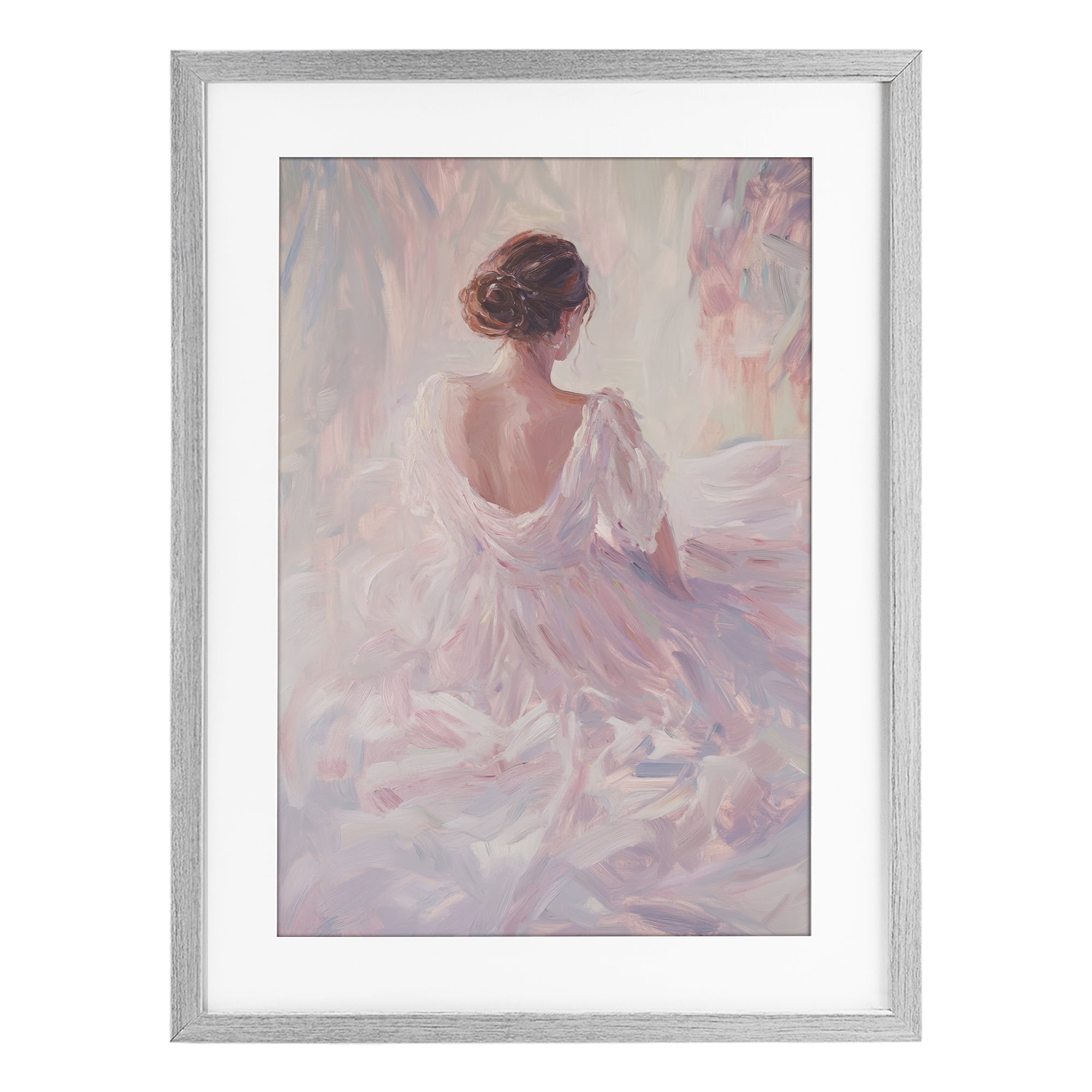 Stupell Industries Graceful Woman in Blush Gown Gray Framed Print Under Glass, design by Petal Prints Design