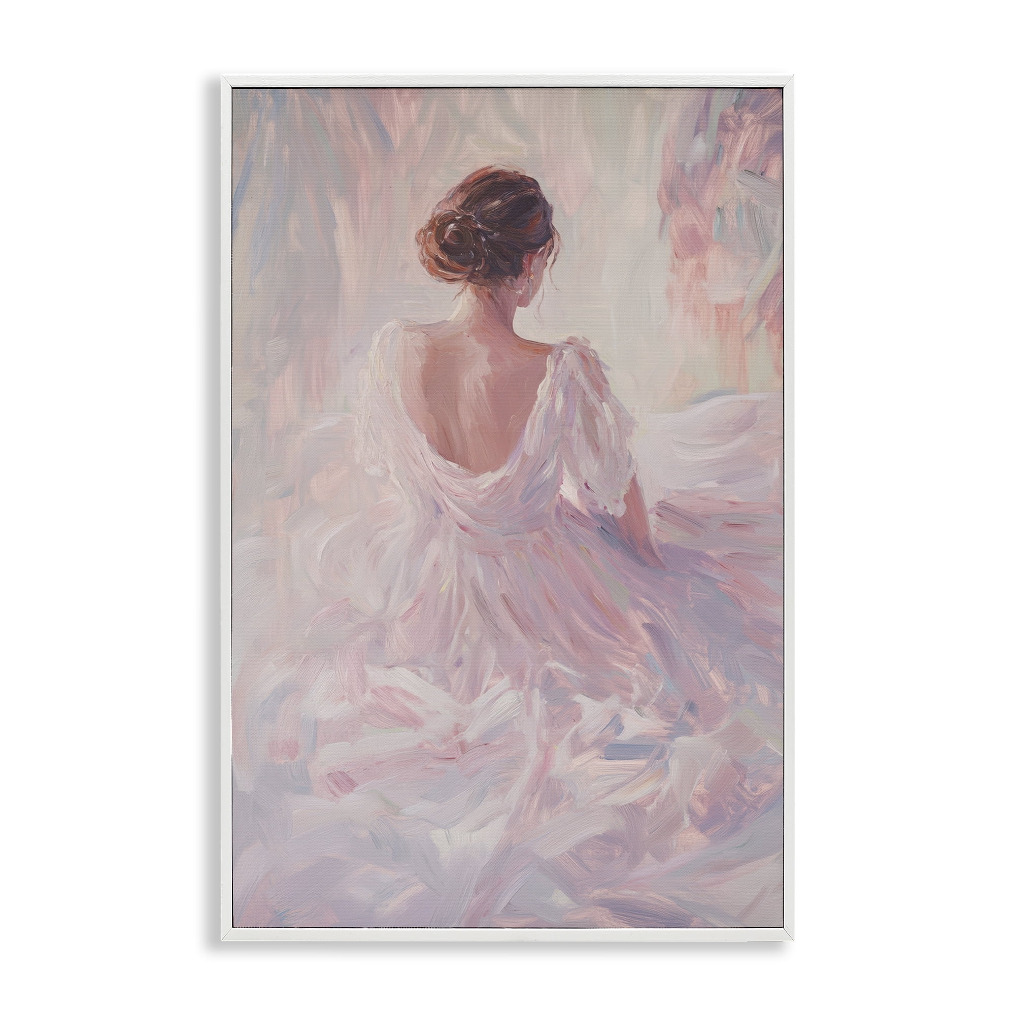 Stupell Industries Graceful Woman in Blush Gown White Framed Giclee Art, design by Petal Prints Design