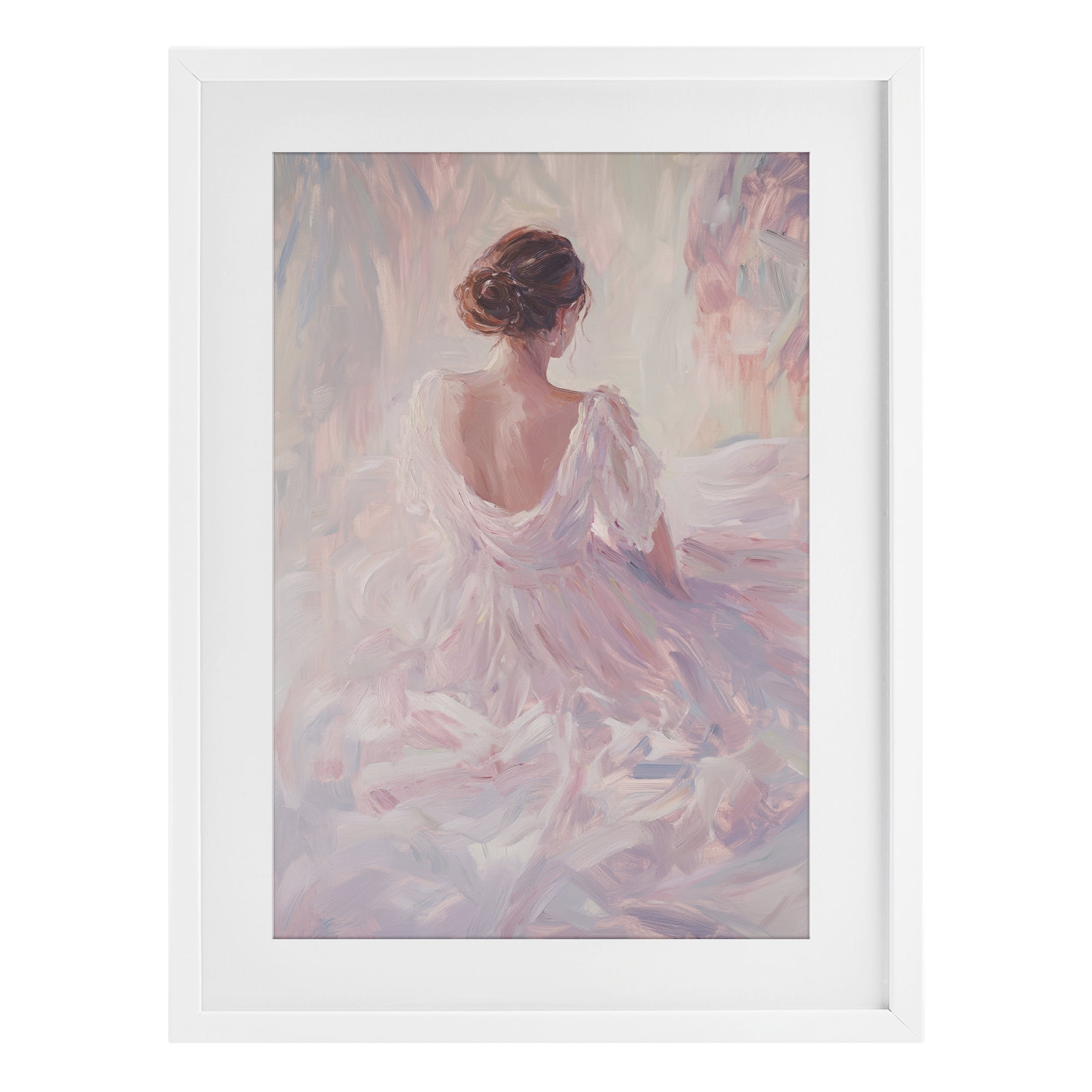 Stupell Industries Graceful Woman in Blush Gown White Framed Print Under Glass, design by Petal Prints Design