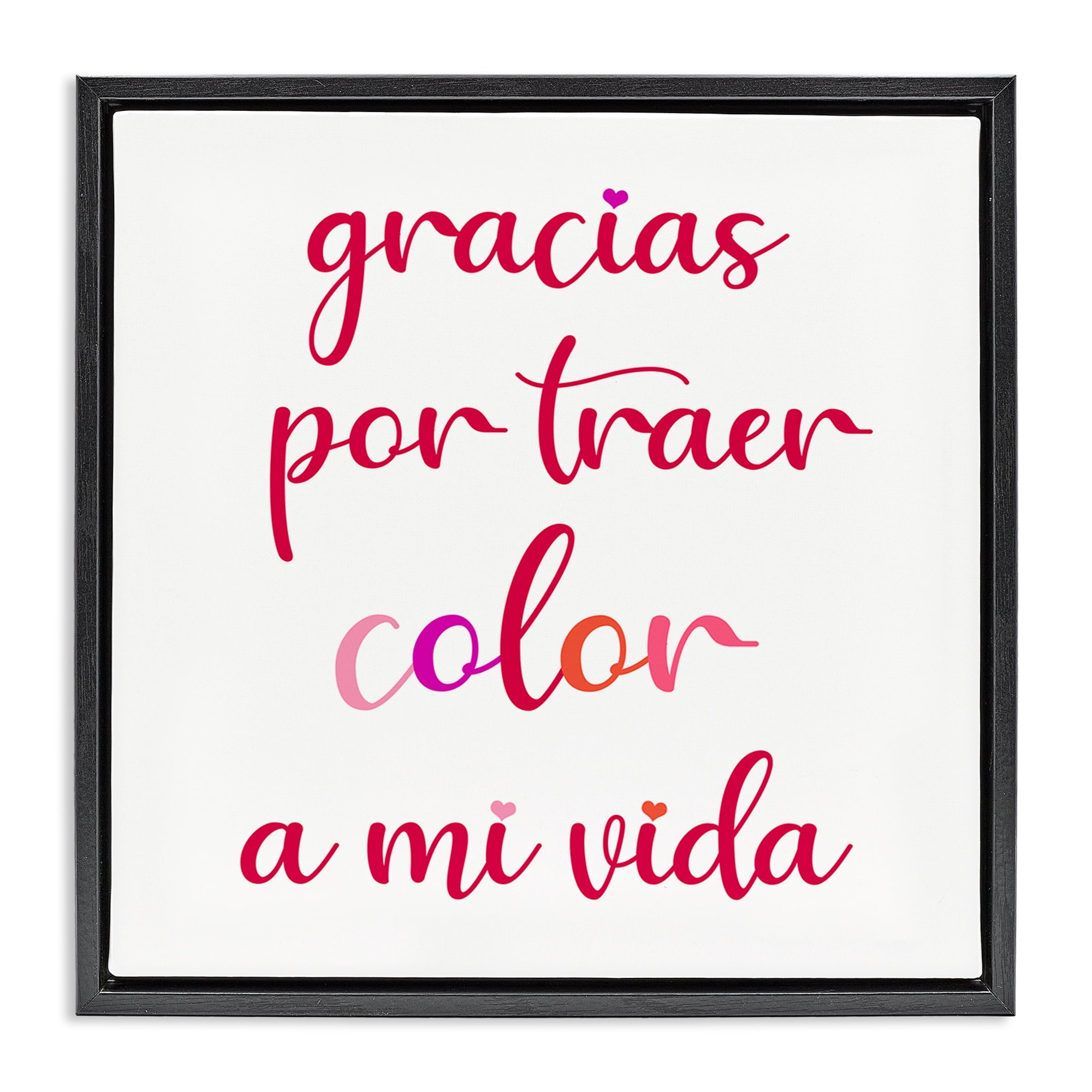 Stupell Industries Gracias por Traer Color Inspirational Quotes & Sayings Painting Black Floater Framed Art Print Wall Art, 18 x 18