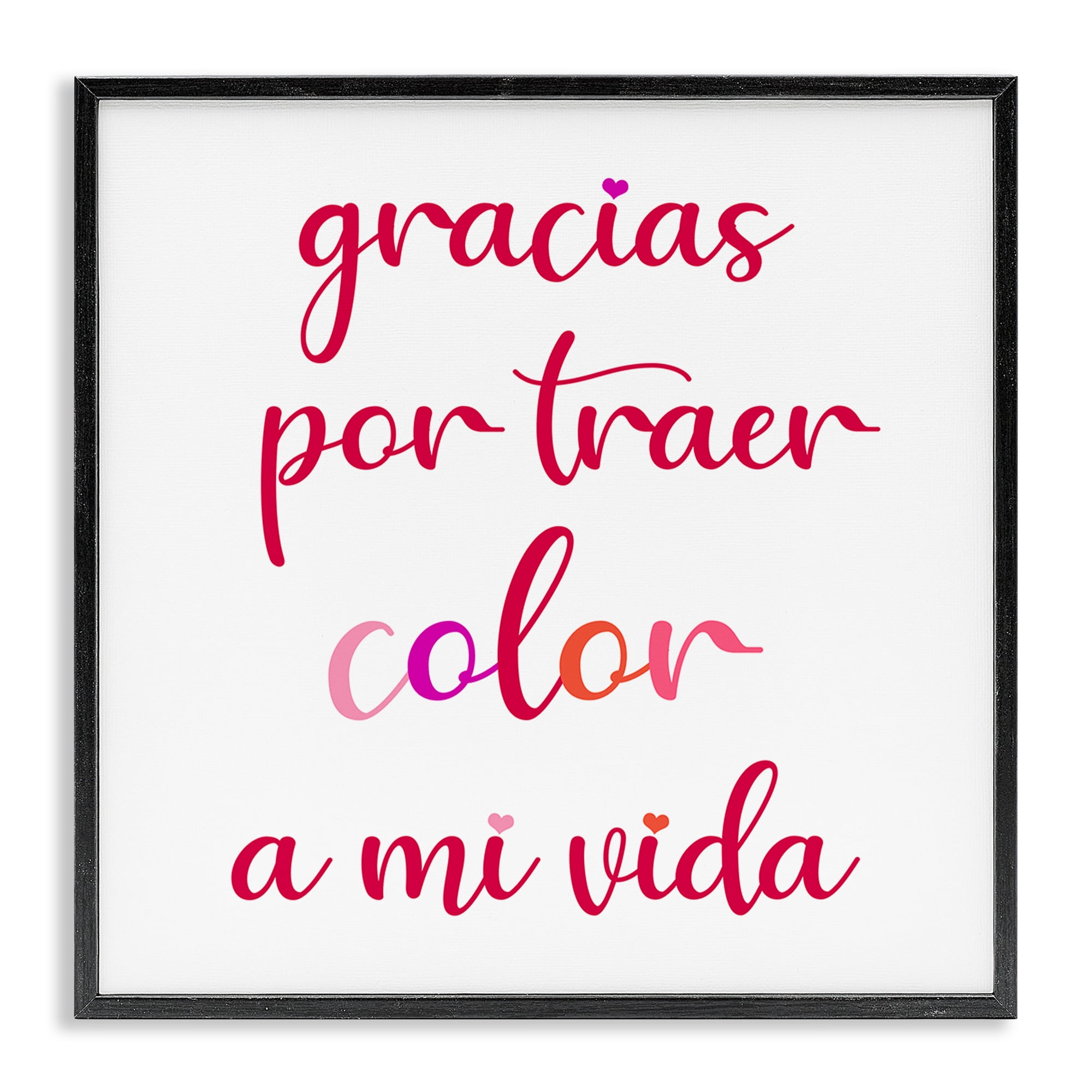 Stupell Industries Gracias por Traer Color Inspirational Quotes & Sayings Painting Black Framed Art Print Wall Art, 12 x 12