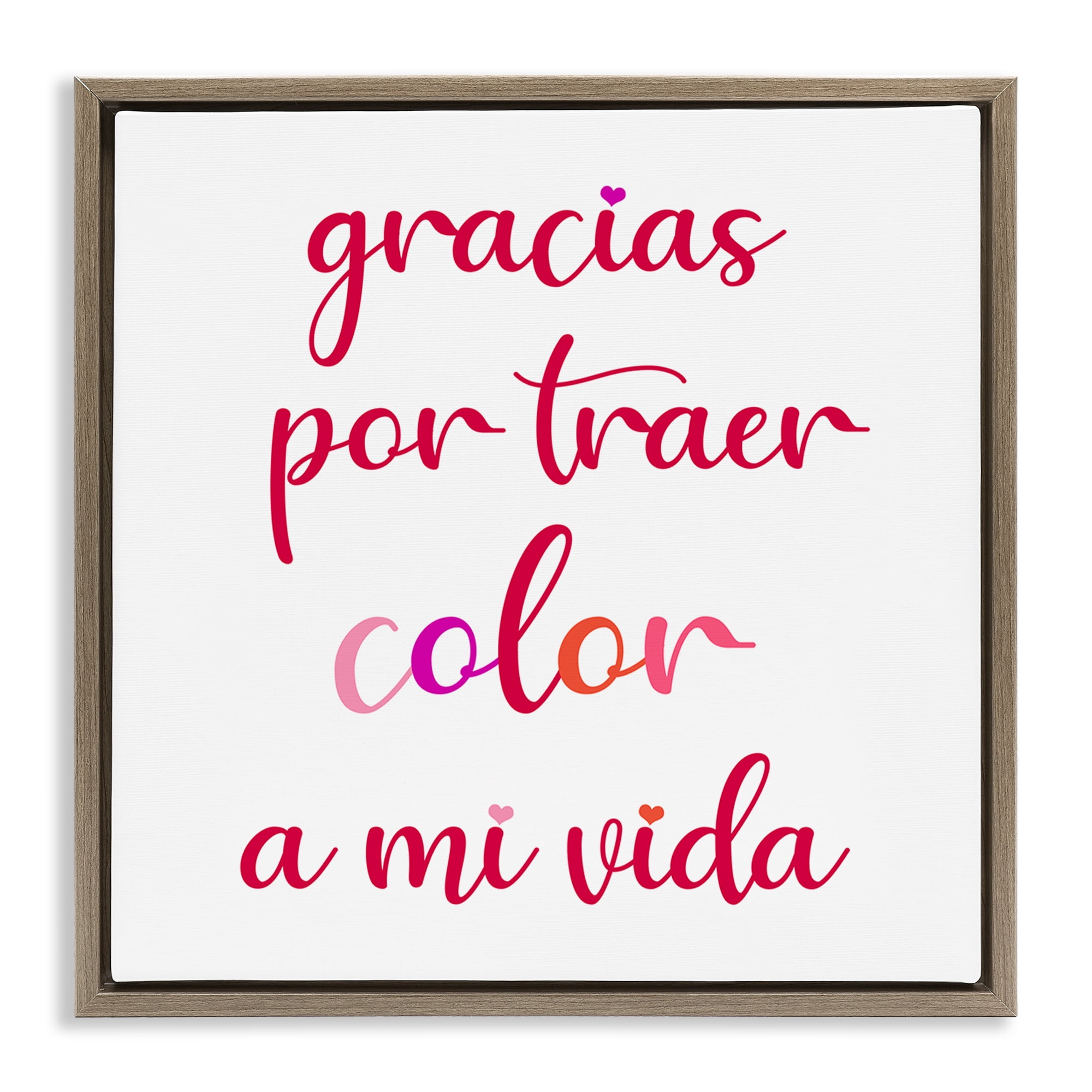 Stupell Industries Gracias por Traer Color Inspirational Quotes & Sayings Painting Brown Floater Framed Art Print Wall Art, 18 x 18