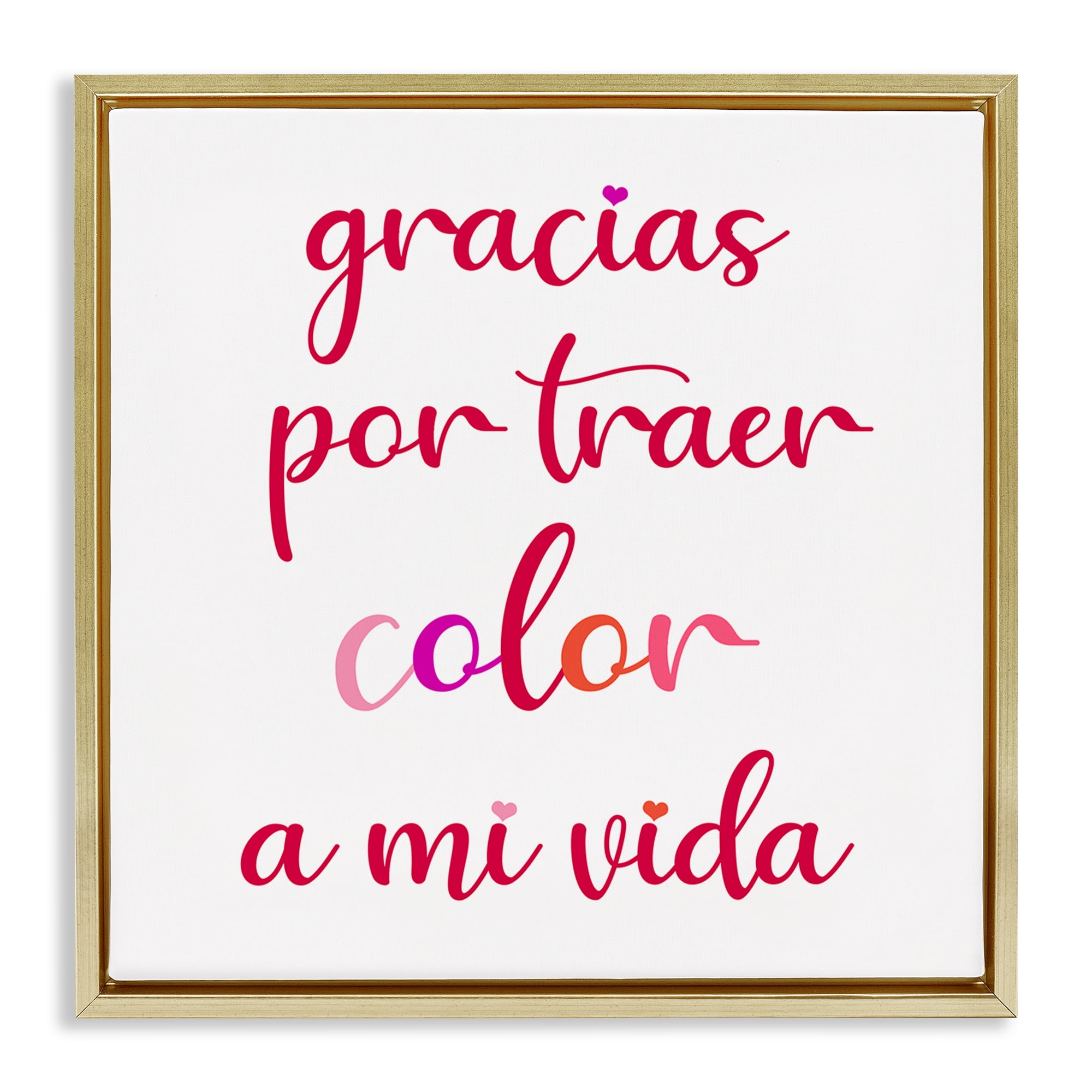 Stupell Industries Gracias por Traer Color Inspirational Quotes & Sayings Painting Gold Floater Framed Art Print Wall Art, 25 x 25