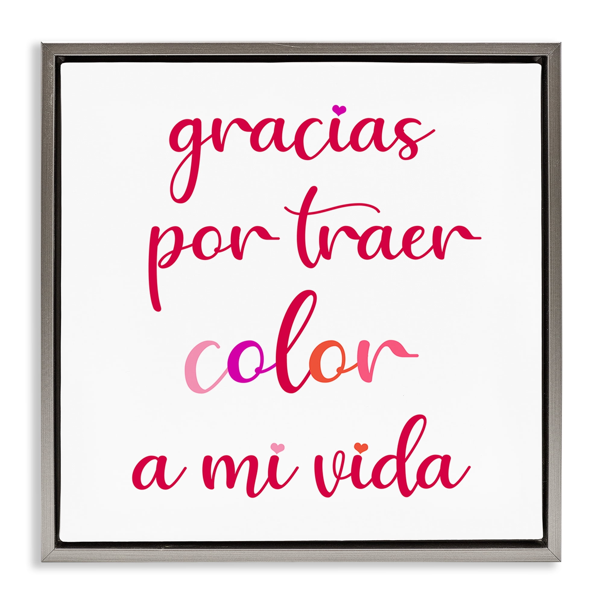 Stupell Industries Gracias por Traer Color Inspirational Quotes & Sayings Painting Gray Floater Framed Art Print Wall Art, 25 x 25