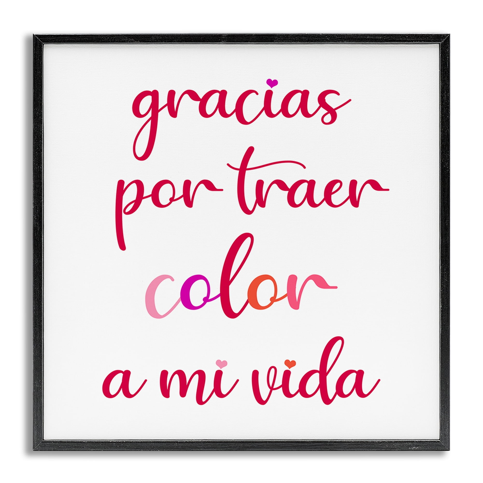 Stupell Industries Gracias por Traer Color Inspirational Quotes & Sayings Painting Gray Framed Art Print Wall Art, 17 x 17