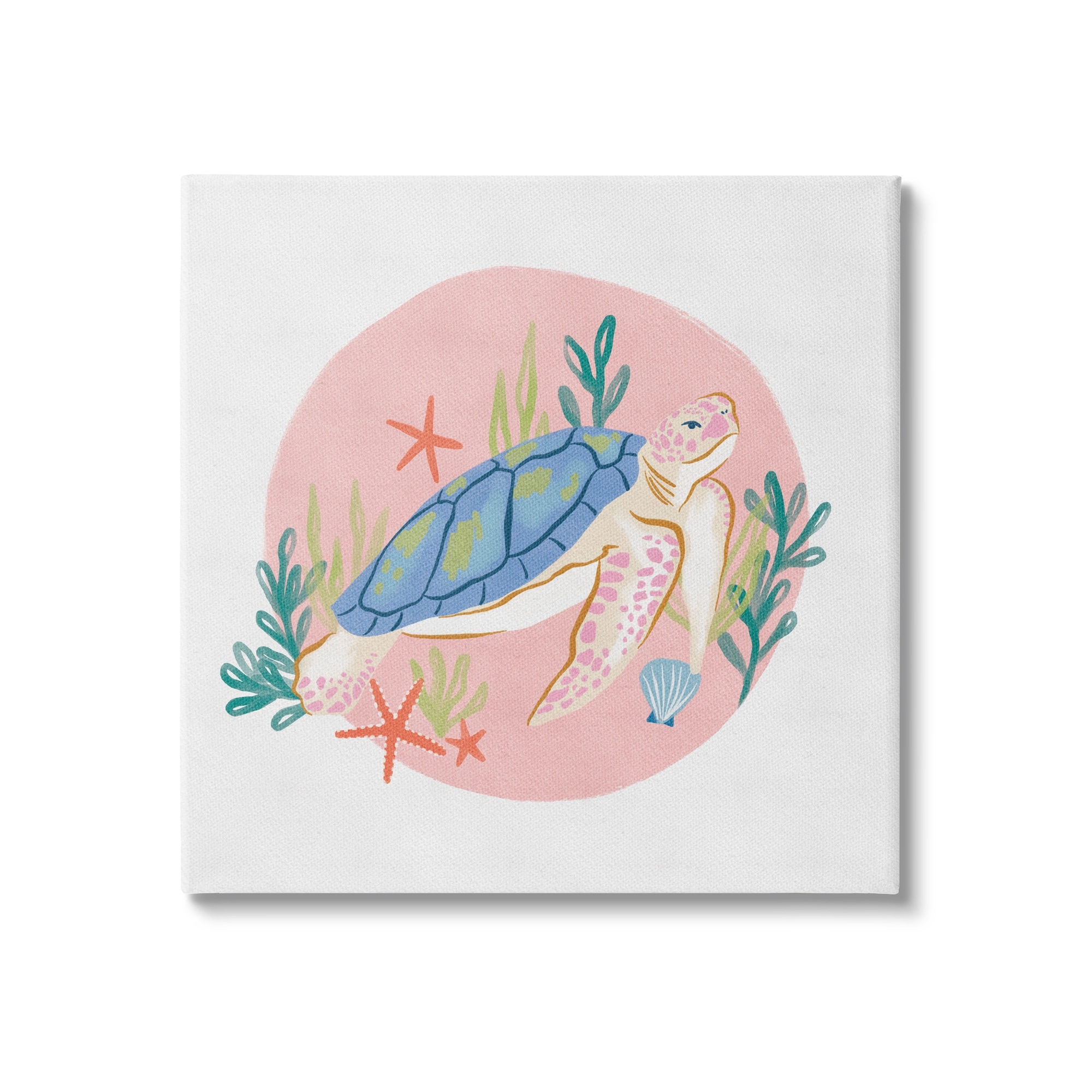 Stupell Industries Gracious Turtle Ocean Seaweed Shell Starfish Marine Reptile,17 x 17, Design by Deborah Curiel