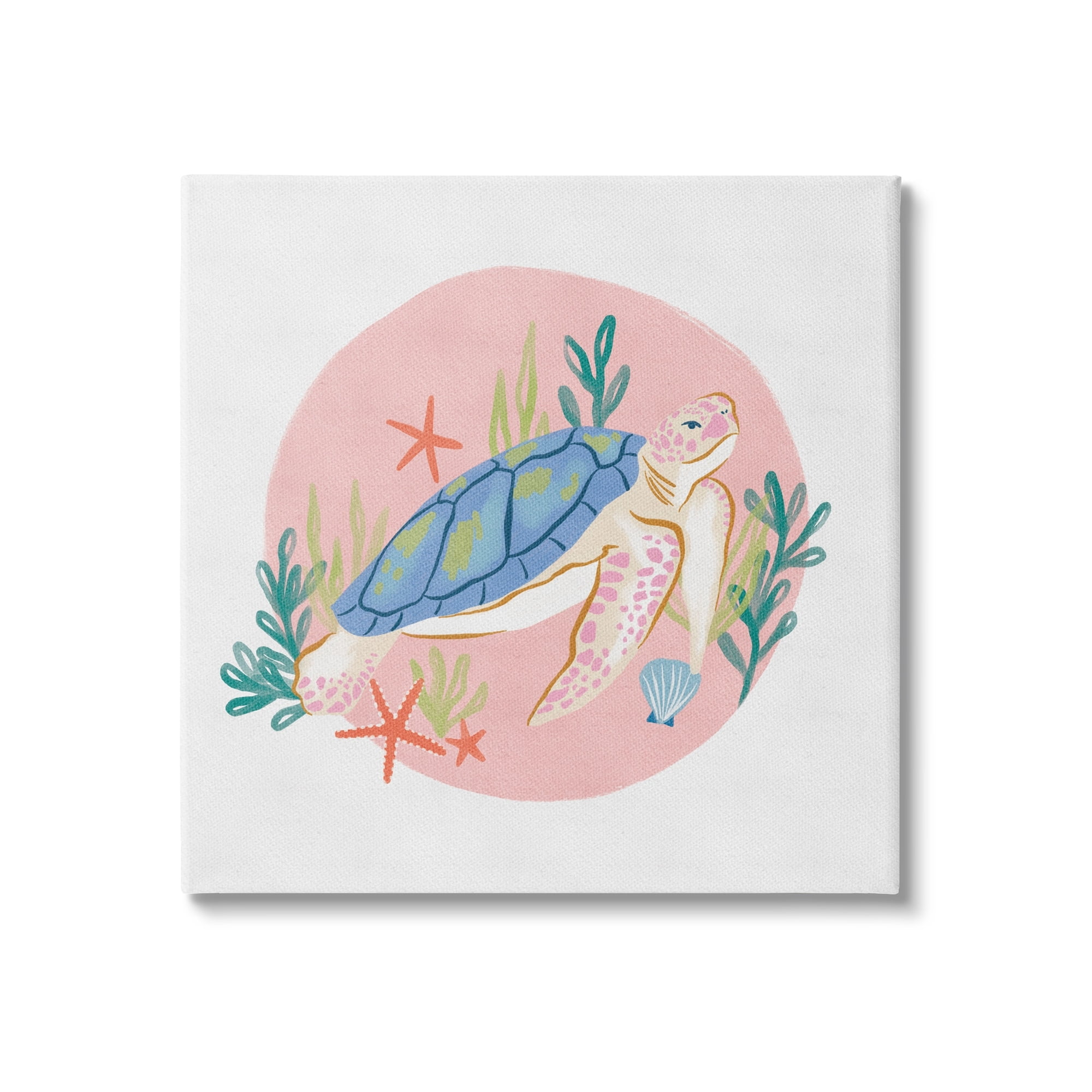 Stupell Industries Gracious Turtle Ocean Seaweed Shell Starfish Marine Reptile,24 x 24, Design by Deborah Curiel