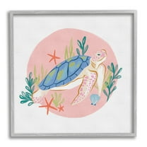 Stupell Industries Gracious Turtle Ocean Seaweed Shell Starfish Marine Reptile,24 x 24, Design by Deborah Curiel