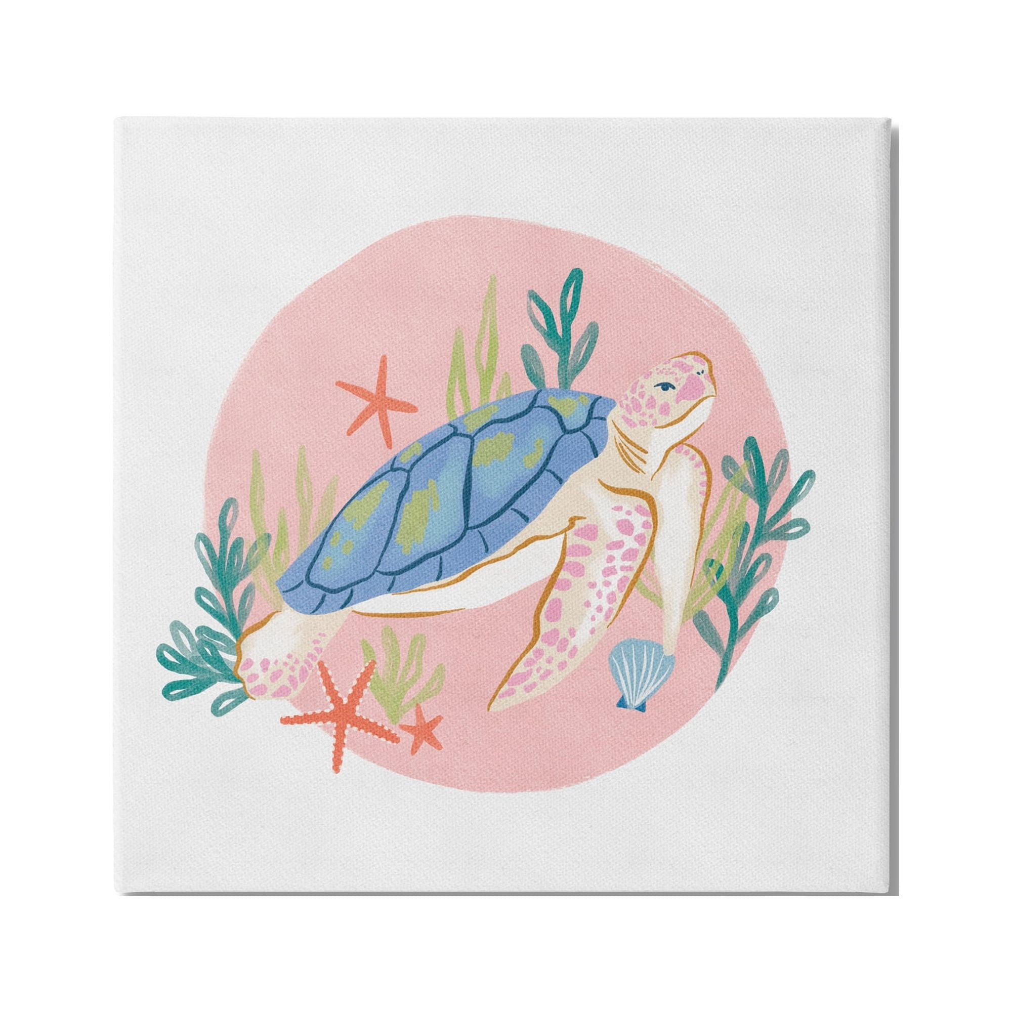 Stupell Industries Gracious Turtle Ocean Seaweed Shell Starfish Marine Reptile,30 x 30, Design by Deborah Curiel