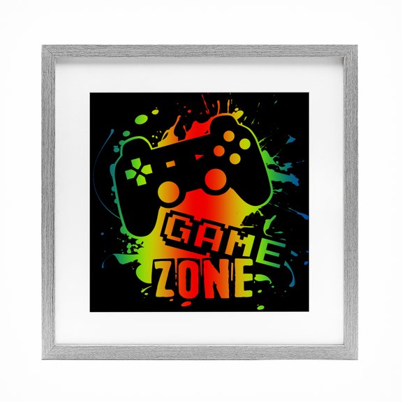 Stupell Industries Gradient Gaming Zone Gray Framed Print Under Glass, design by Marcus Prime