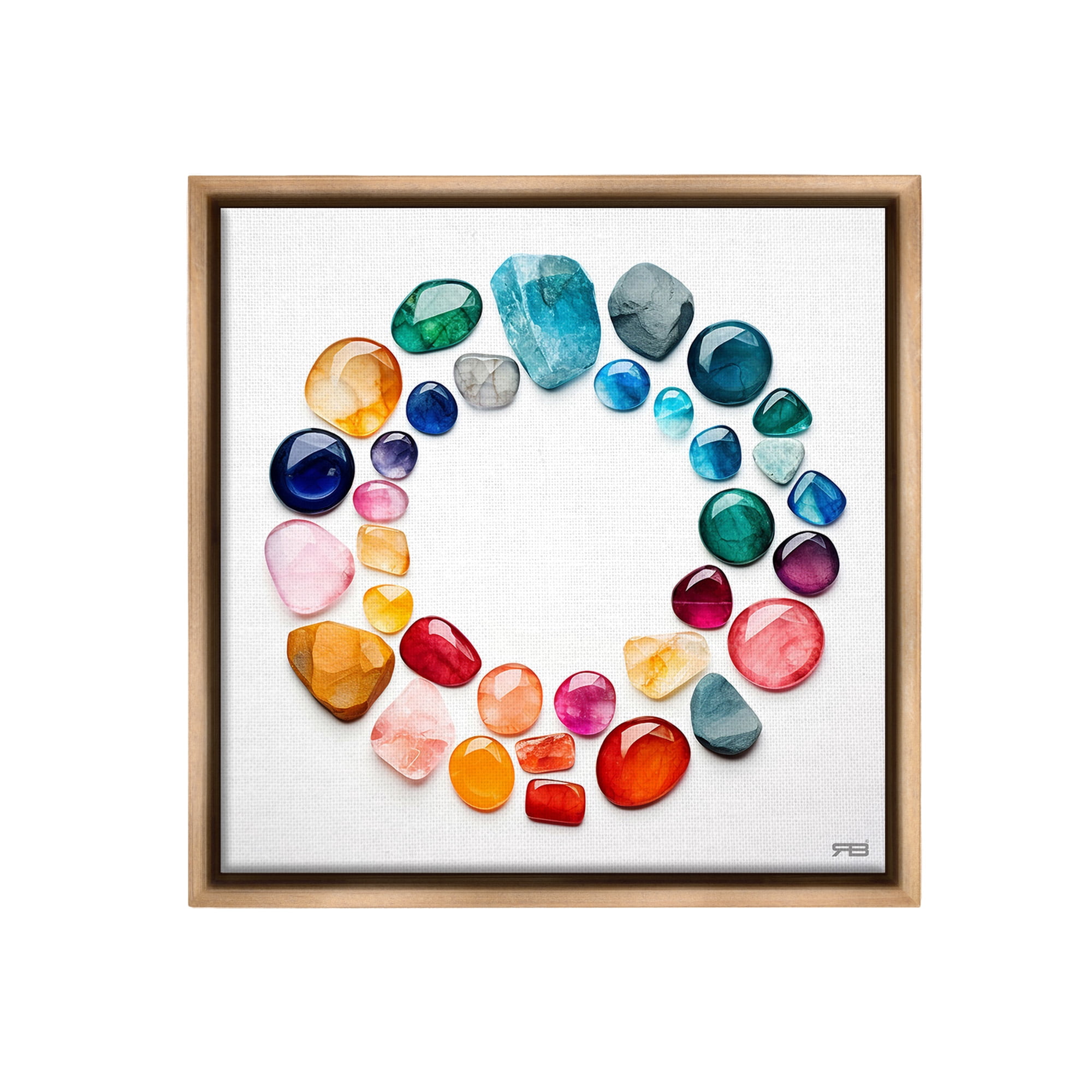 Stupell Industries Gradient Gemstones in Circle Landscape Painting Brown Floater Framed Canvas Art Print Wall Art, 25 x 25