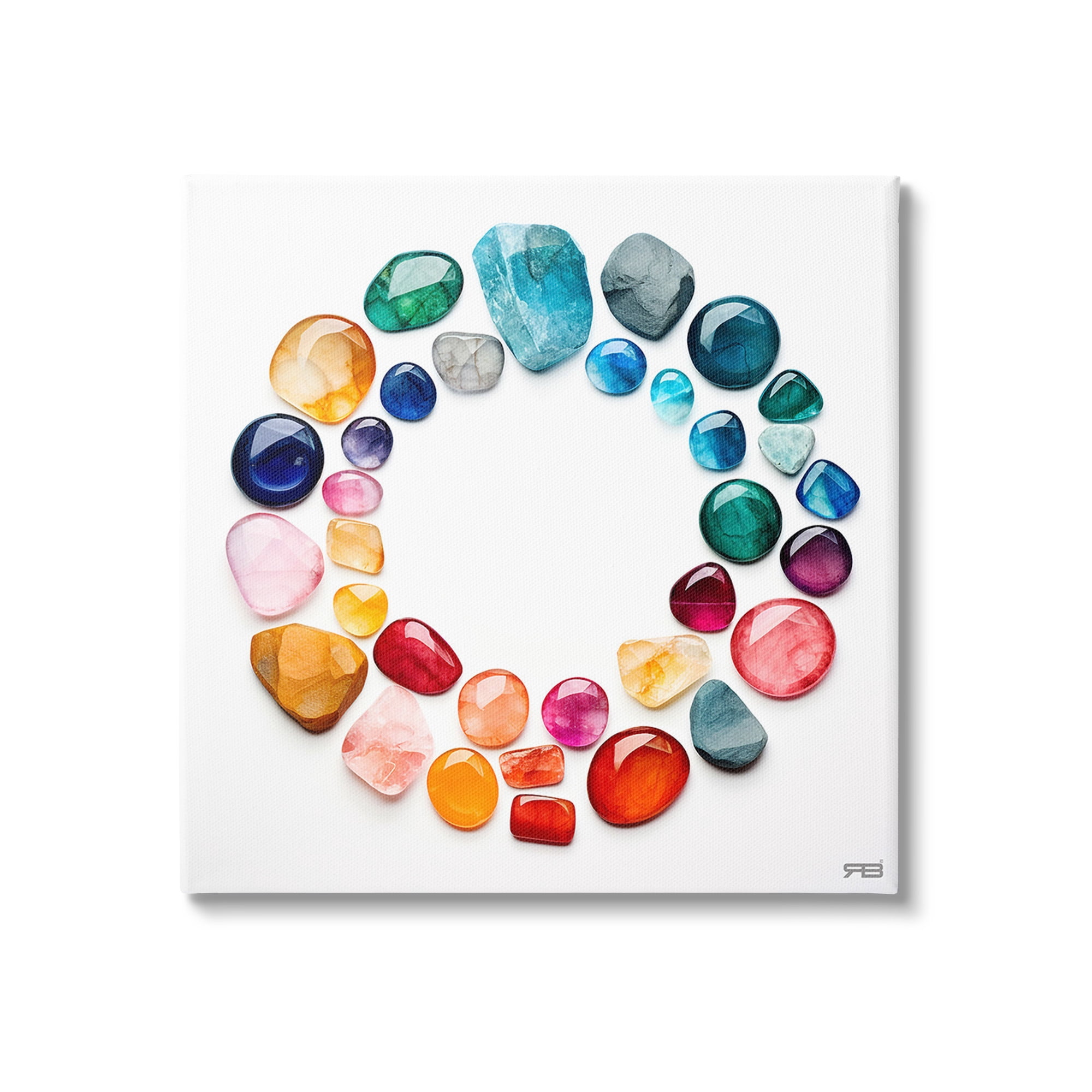 Stupell Industries Gradient Gemstones in Circle Landscape Painting Gallery Wrapped Canvas Art Print Wall Art, 17 x 17