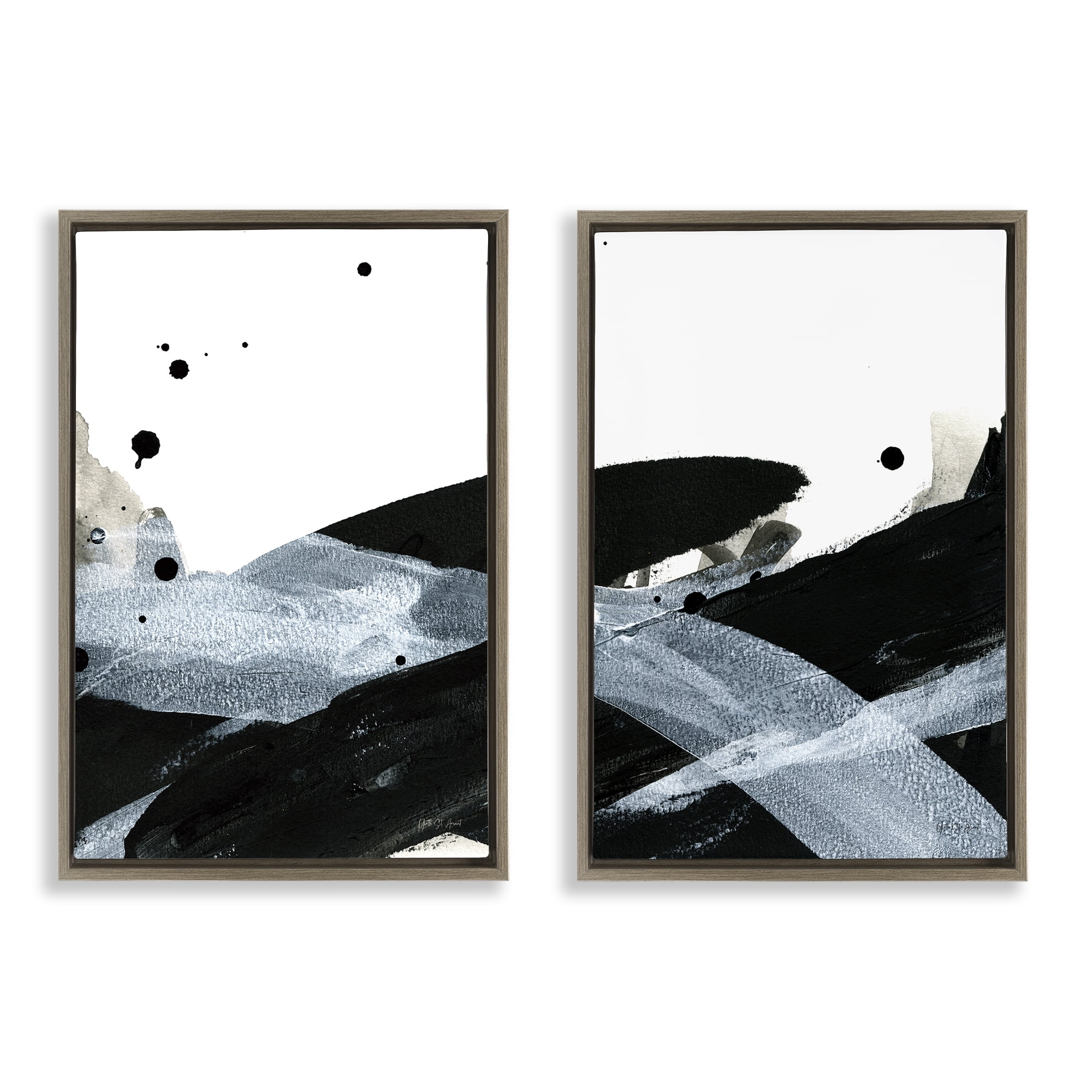 Stupell Industries Gradient Movement Abstraction Abstract Painting Brown Floater Framed Canvas Art Print Wall Art, 21 x 31, Set of 2