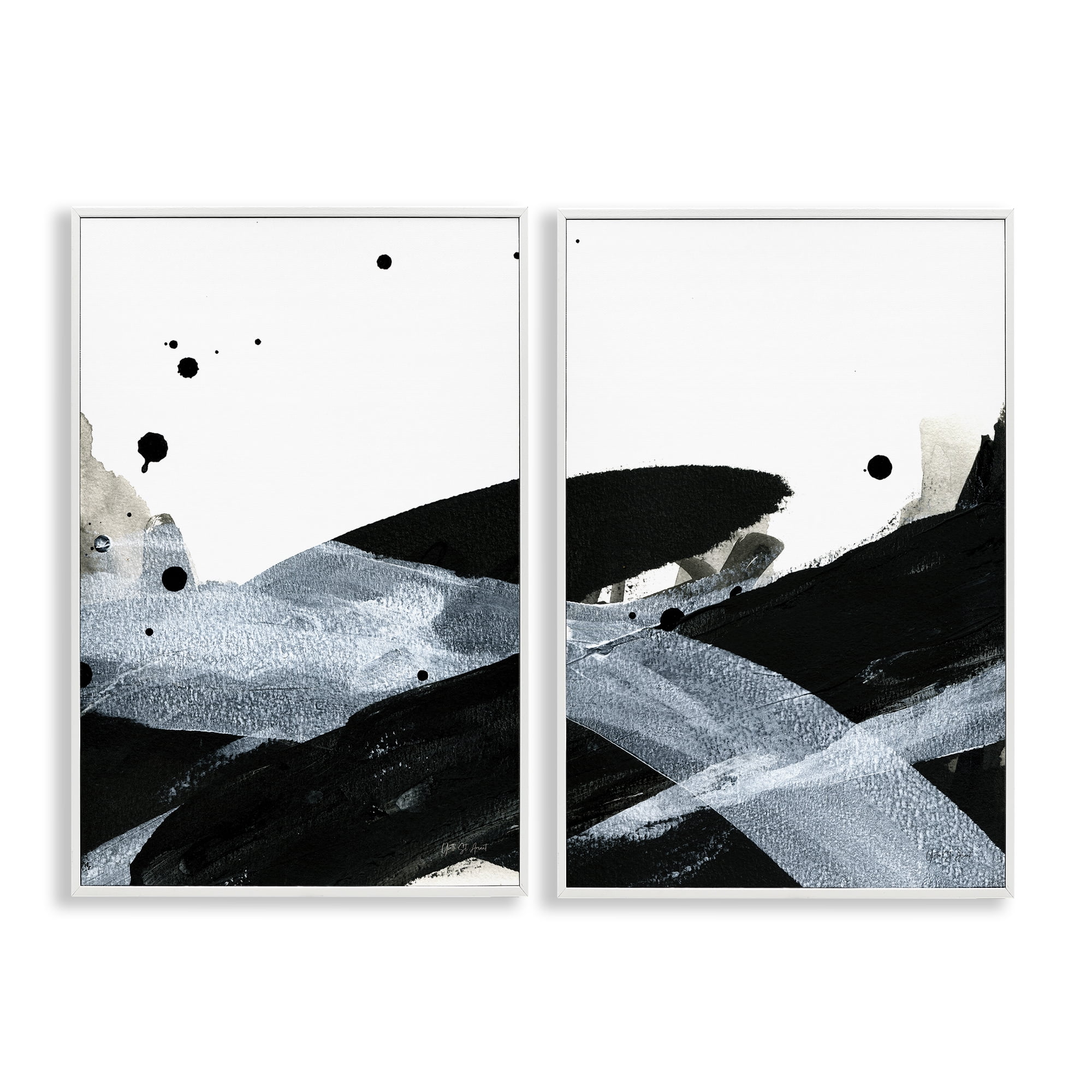 Stupell Industries Gradient Movement Abstraction Abstract Painting White Framed Art Print Wall Art, 20 x 30, Set of 2