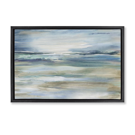 Stupell Industries Gradient Ocean Waves Abstract Painting Black Floater Framed Canvas Art Print Wall Art, 25 x 17