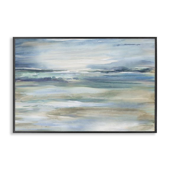 Stupell Industries Gradient Ocean Waves Abstract Painting Black Framed Art Print Wall Art, 18 x 12