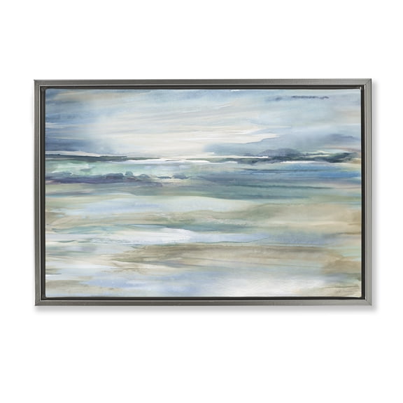 Stupell Industries Gradient Ocean Waves Abstract Painting Gray Floater Framed Canvas Art Print Wall Art, 25 x 17