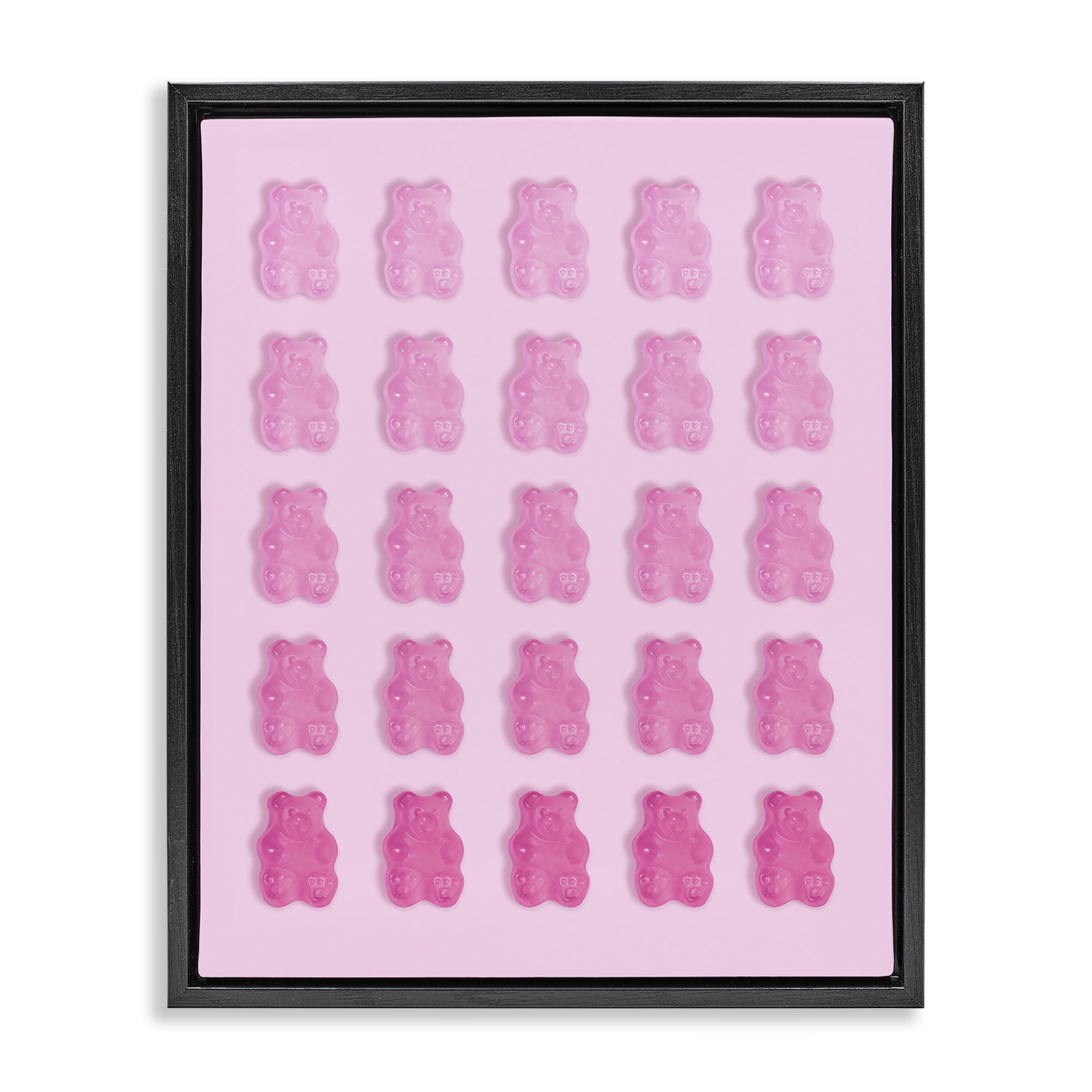 Stupell Industries Gradient Pastel Pink Bears Black Framed Floater Canvas Wall Art, design by LISH Creative
