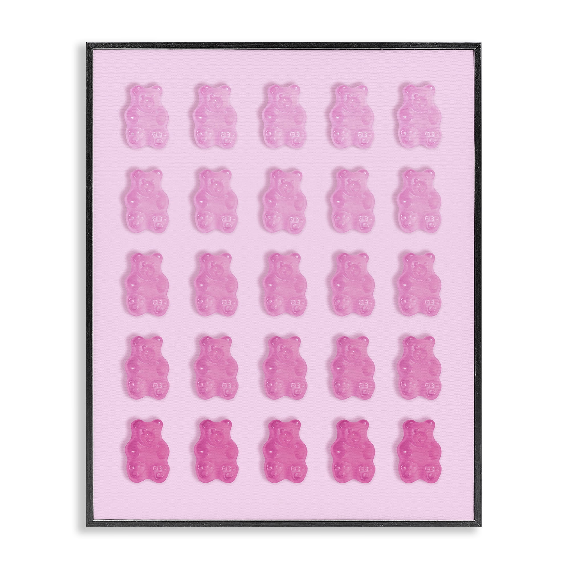 Stupell Industries Gradient Pastel Pink Bears Black Framed Giclee Art, design by LISH Creative