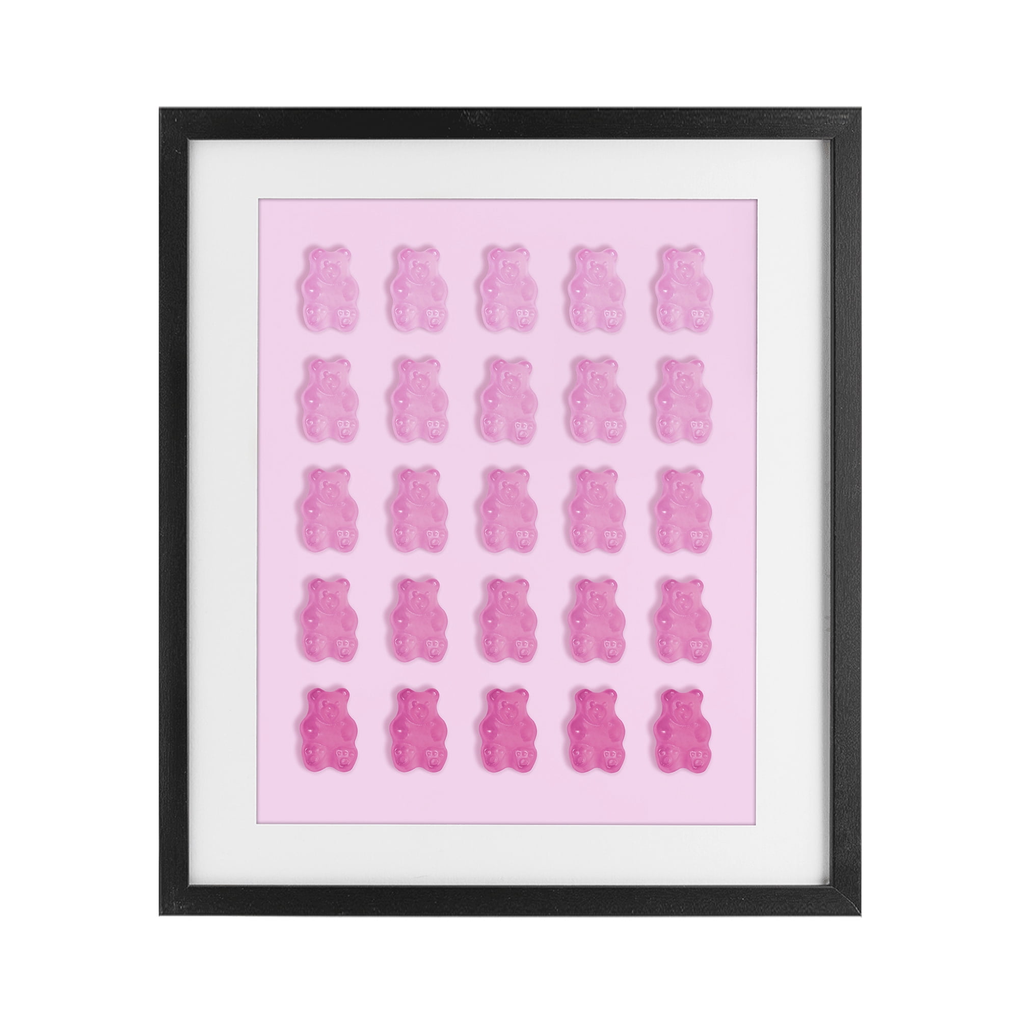 Stupell Industries Gradient Pastel Pink Bears Black Framed Print Under Glass, design by LISH Creative