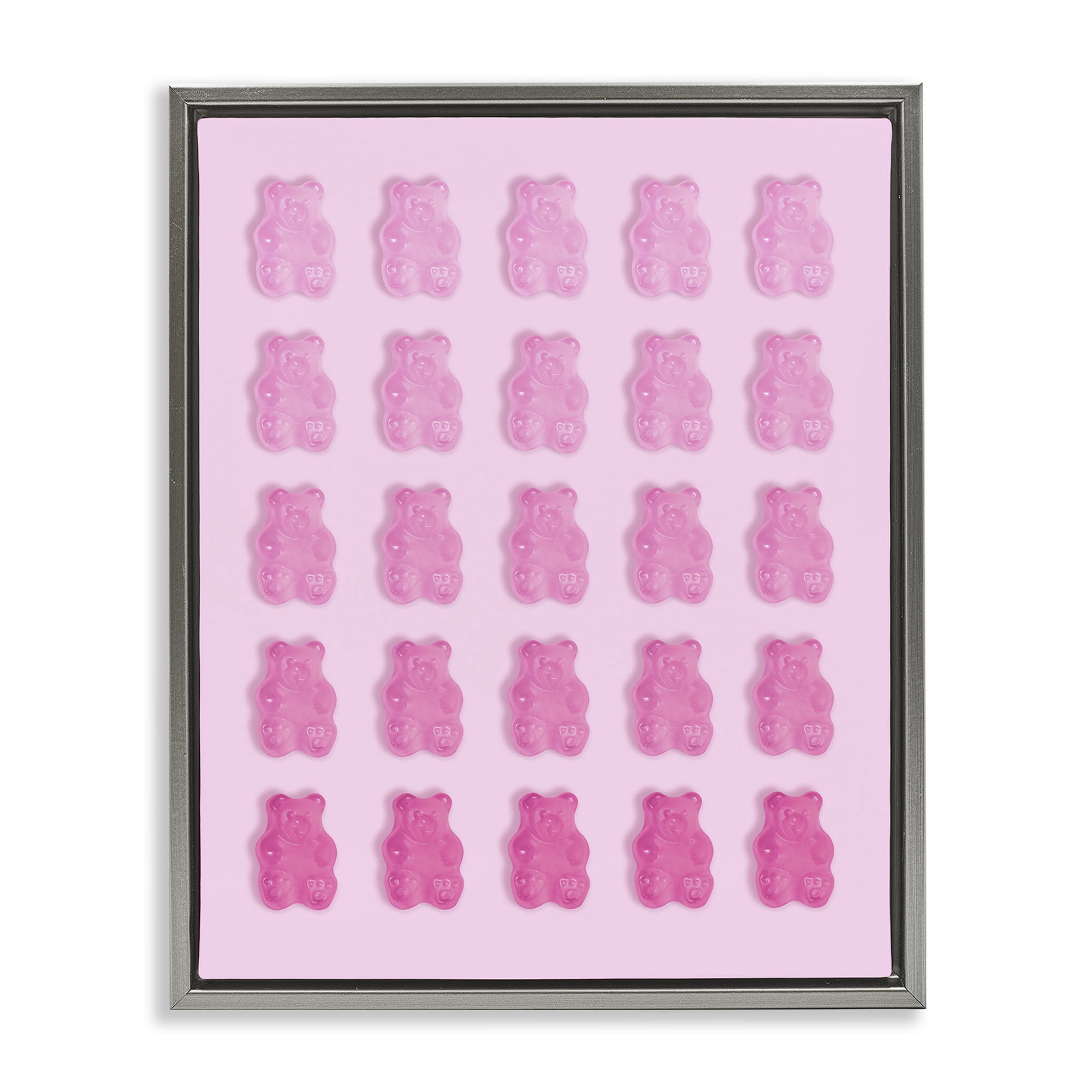 Stupell Industries Gradient Pastel Pink Bears Gray Framed Floater Canvas Wall Art, design by LISH Creative