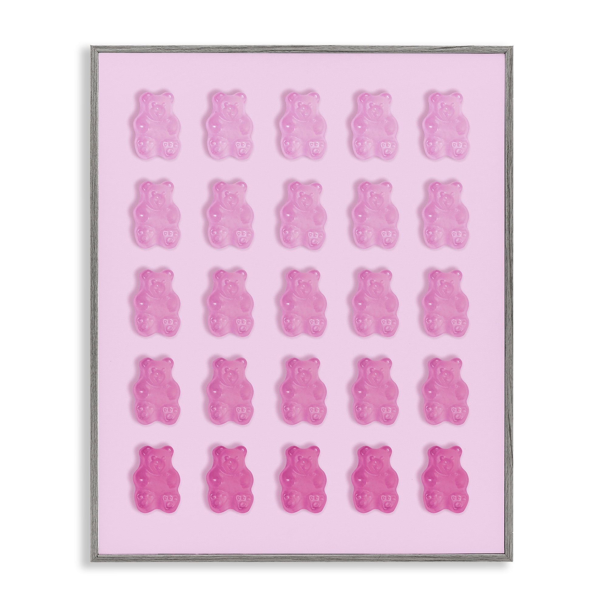 Stupell Industries Gradient Pastel Pink Bears Gray Framed Giclee Art, design by LISH Creative