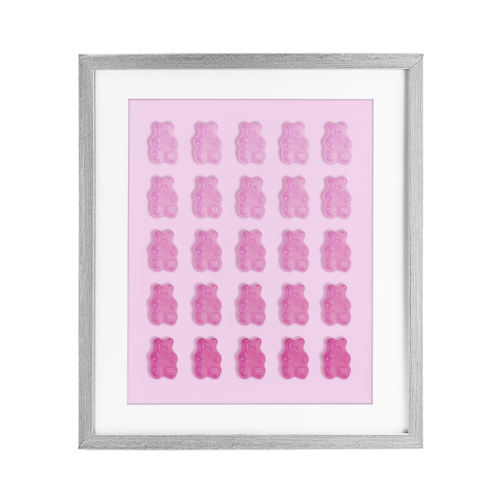 Stupell Industries Gradient Pastel Pink Bears Gray Framed Print Under Glass, design by LISH Creative