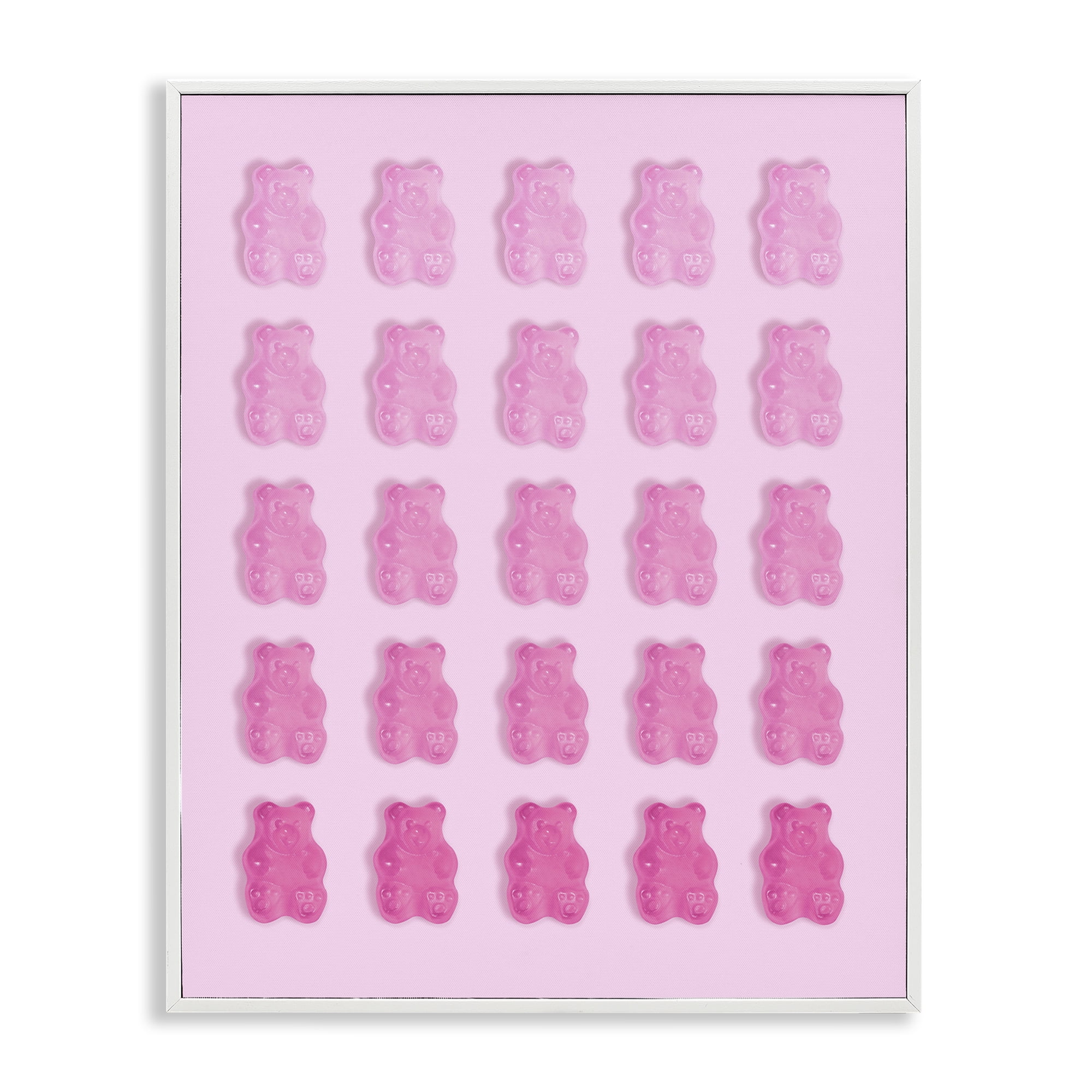 Stupell Industries Gradient Pastel Pink Bears White Framed Giclee Art, design by LISH Creative