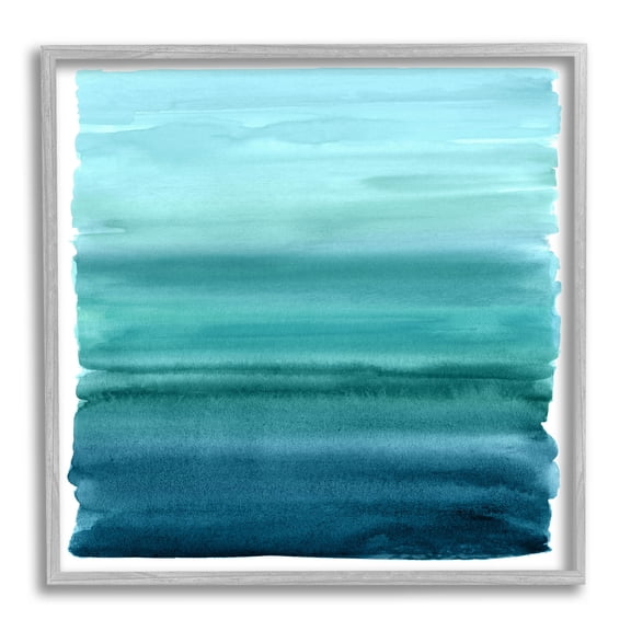 Stupell Industries Gradient Turquoise Brushed Composition Graphic Art Gray Framed Art Print Wall Art, Design by Allie Corbin