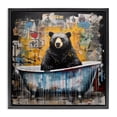 thumbnail image 1 of Stupell Industries Contemporary Graffiti Bathing Bear Black Floating Frame Canvas Art, 25 x 25, by Lazar Studio, 1 of 8