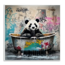 Stupell Industries Graffiti Bathing Panda Typography Painting Unframed Art Print Wall Art, 12 x 12