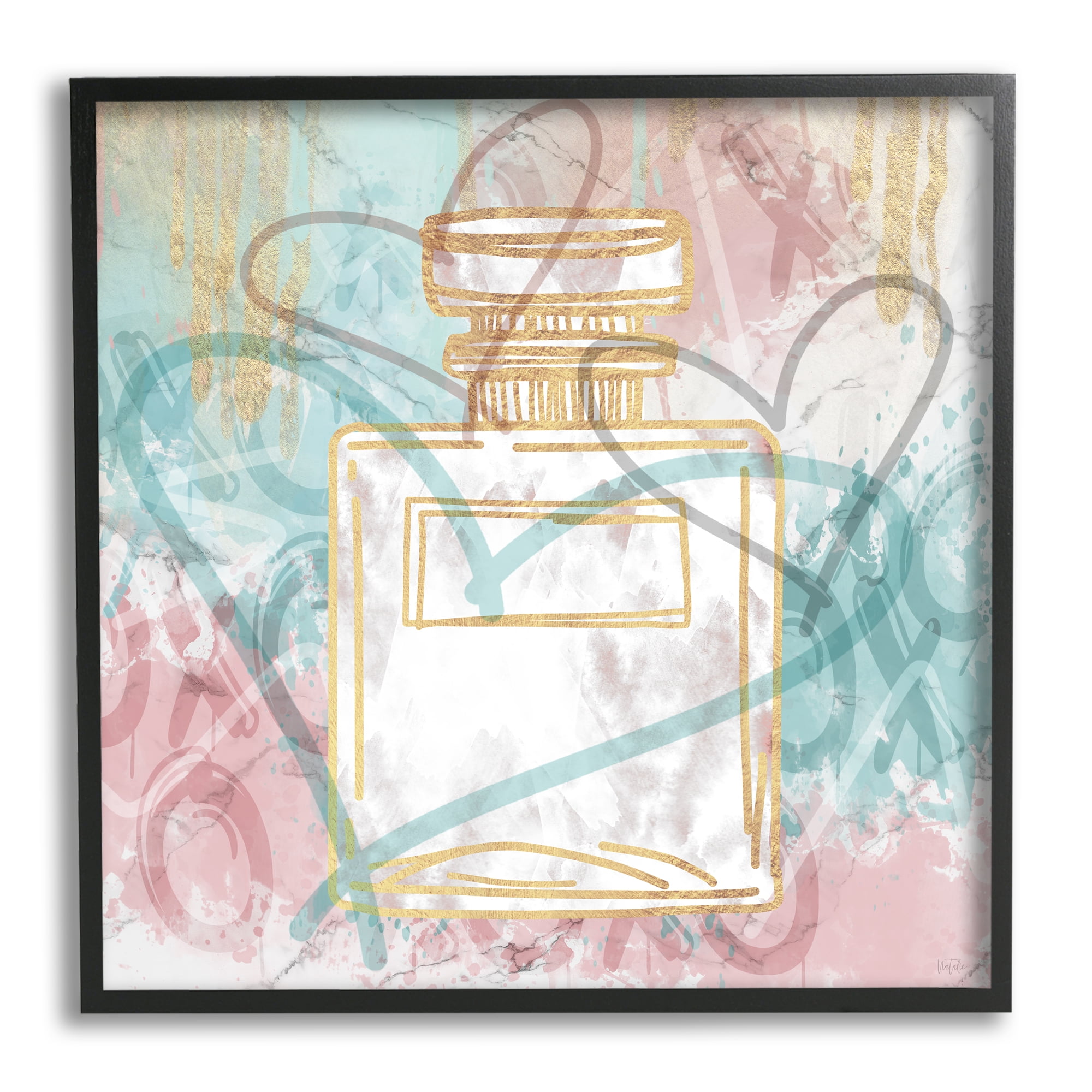 Stupell Industries Graffiti Hearts Perfume Abstract Painting Black Framed Art Print Wall Art, 12 x 12