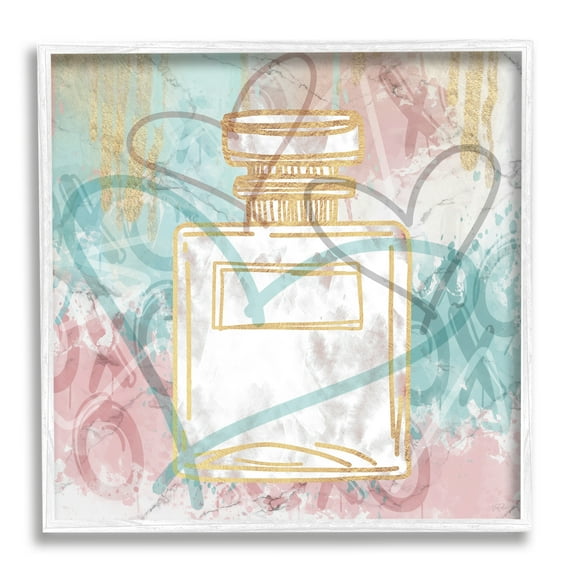 Stupell Industries Graffiti Hearts Perfume Abstract Painting White Framed Art Print Wall Art, 24 x 24