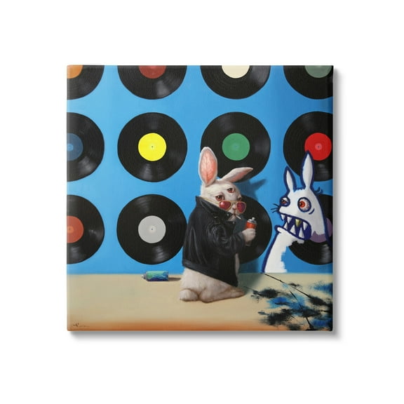 Stupell Industries Graffiti Rabbit Third Eye Music Record Pattern Canvas Wall Art, 17 x 17, Design by Lucia Heffernan