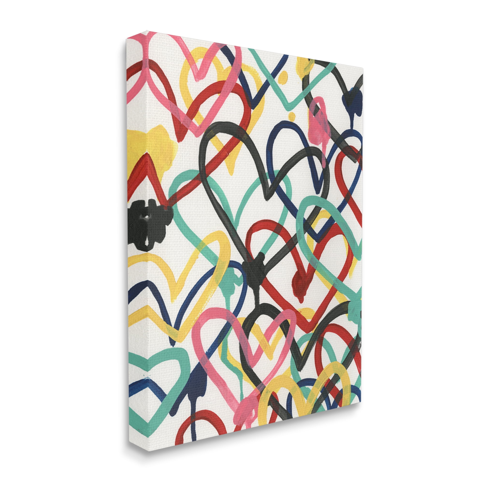 Stupell Industries Graffiti Rainbow Hearts Layered Love Shape Collage, 36 x 48, Design by June Erica Vess