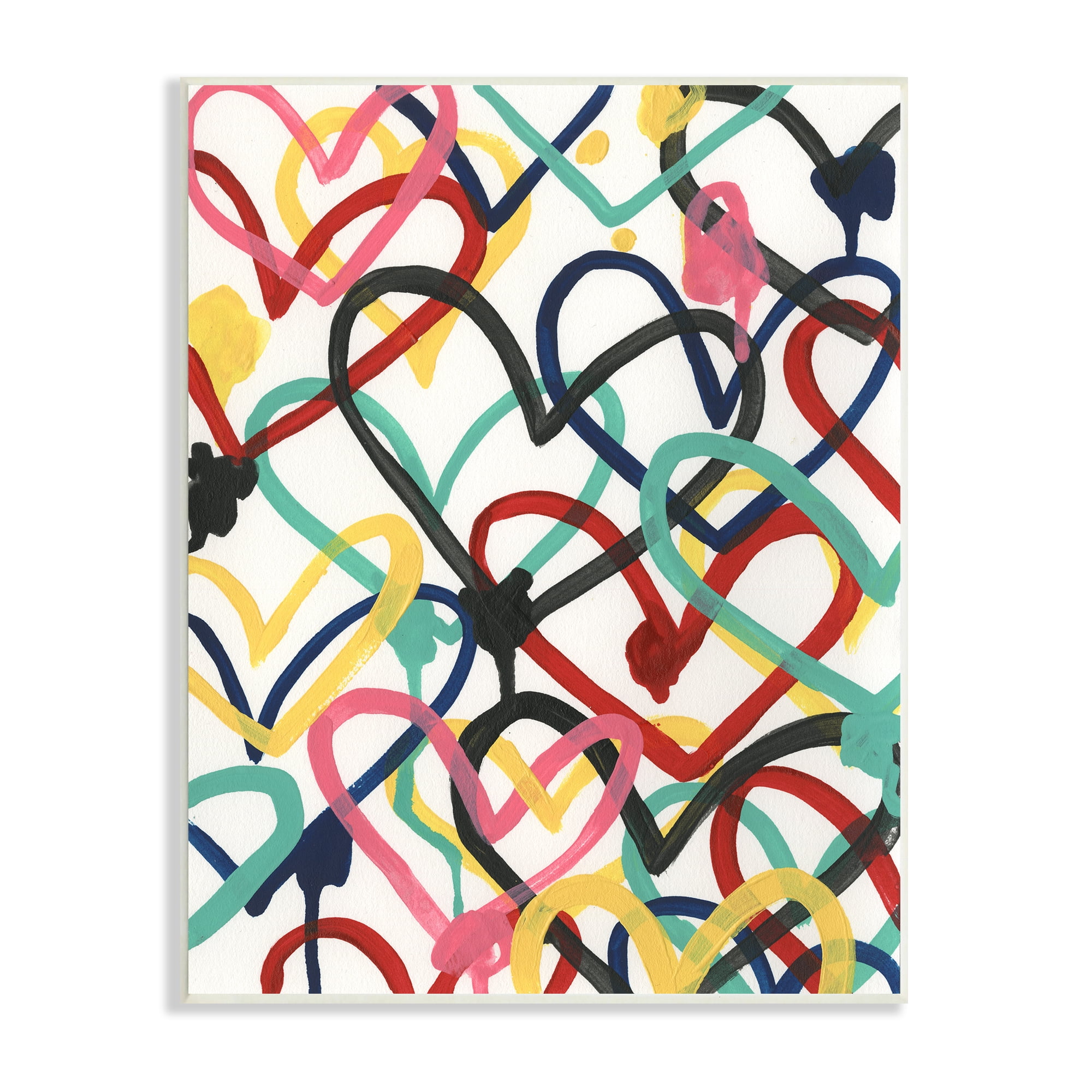 Stupell Industries Graffiti Rainbow Hearts Layered Love Shape Collage Novelty Painting Unframed Art Print Wall Art, 10 x 15, Design by June Erica Vess