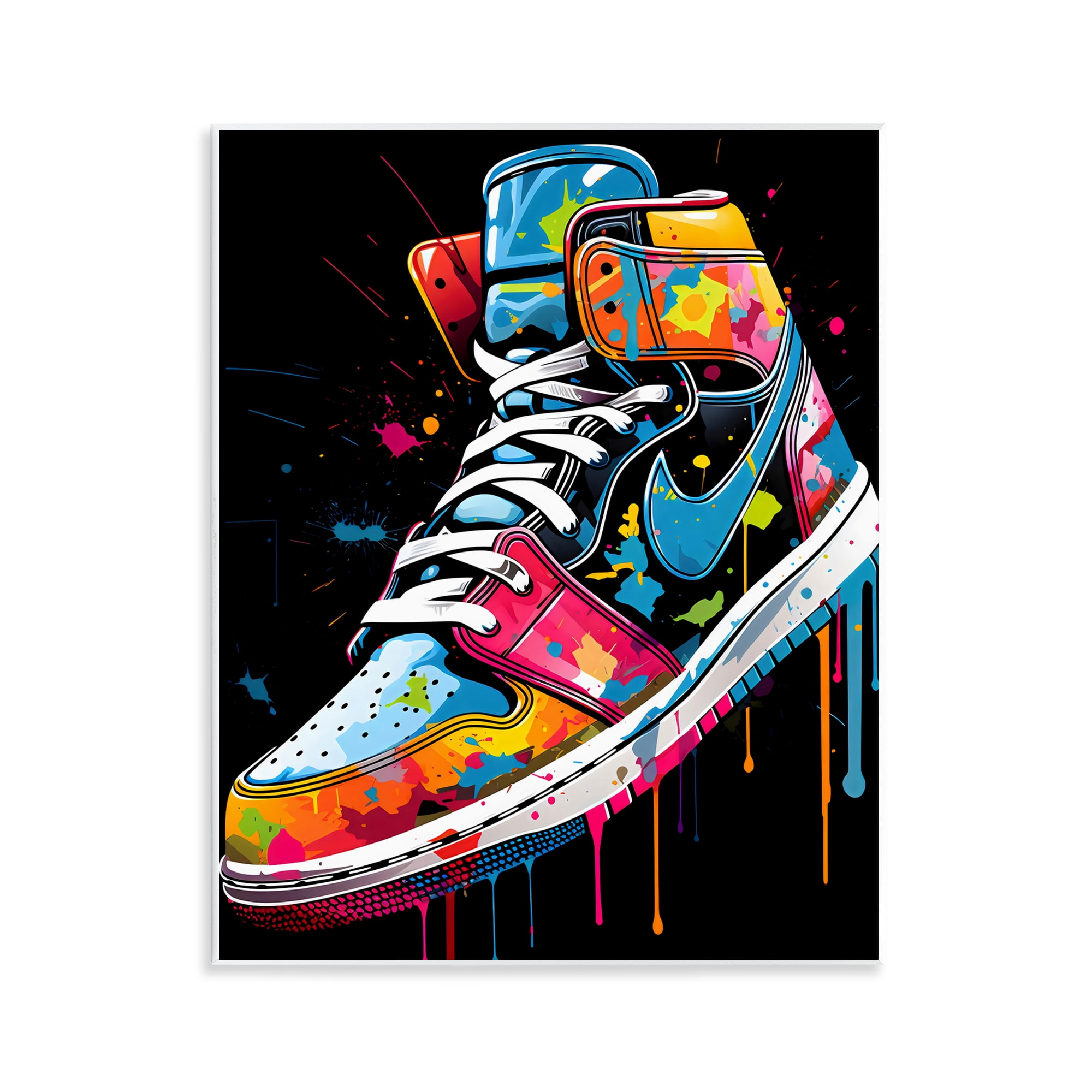 Stupell Industries Graffiti Sneaker on Black Wall Plaque Art, design by Creative Studio
