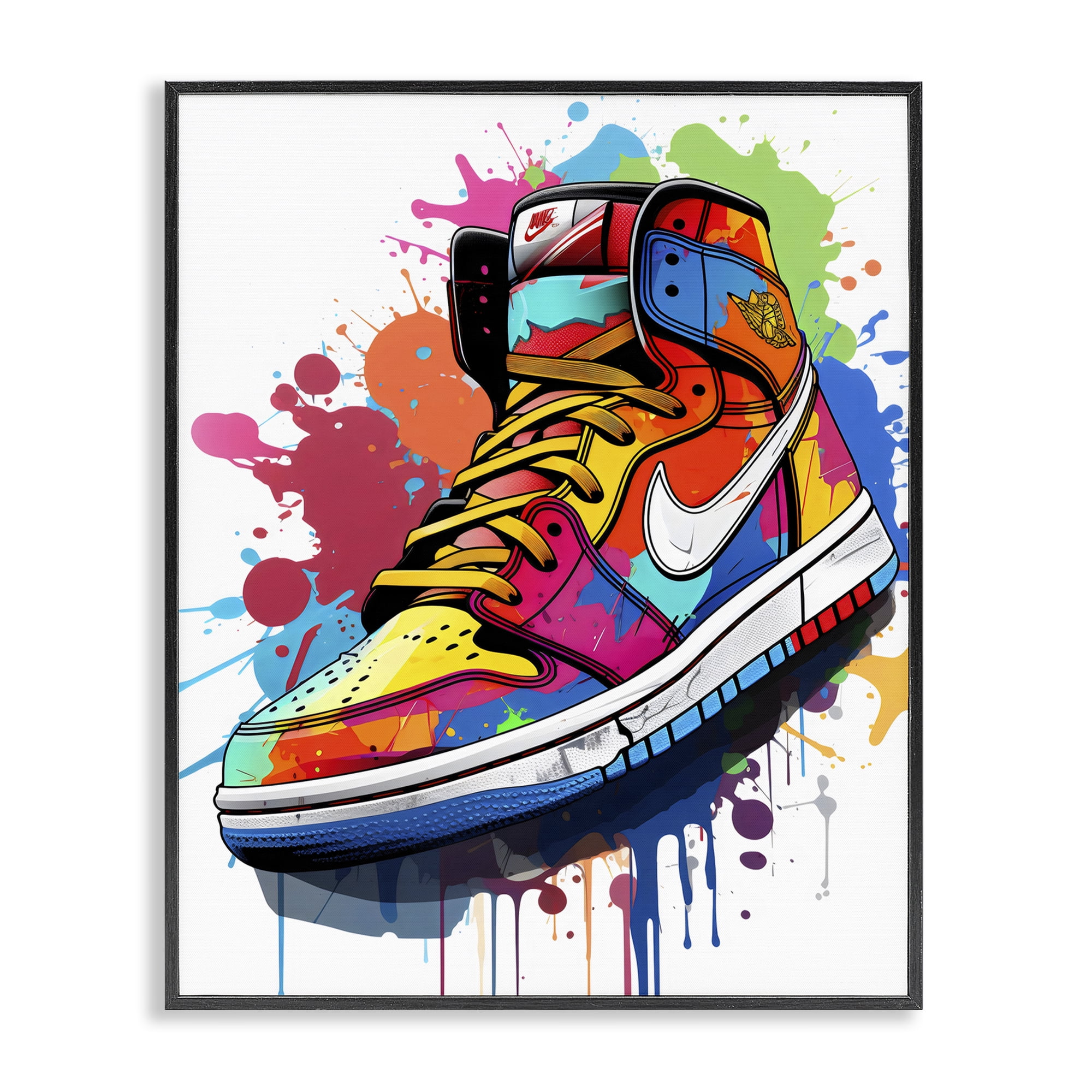 Stupell Industries Graffiti Sneaker on White Black Framed Giclee Art, design by Creative Studio