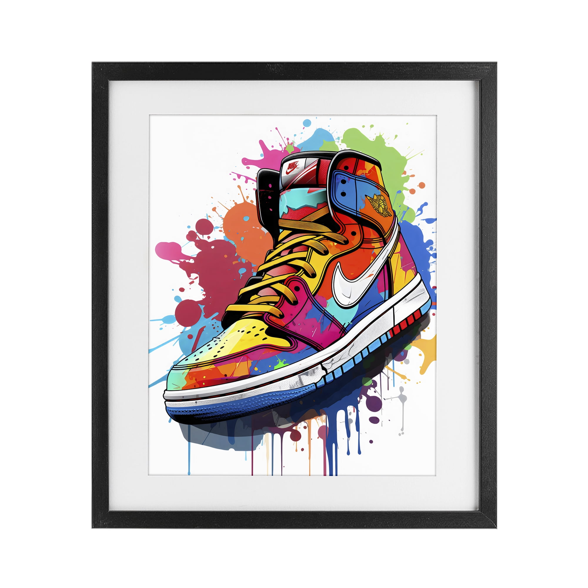 Stupell Industries Graffiti Sneaker on White Black Framed Print Under Glass, design by Creative Studio