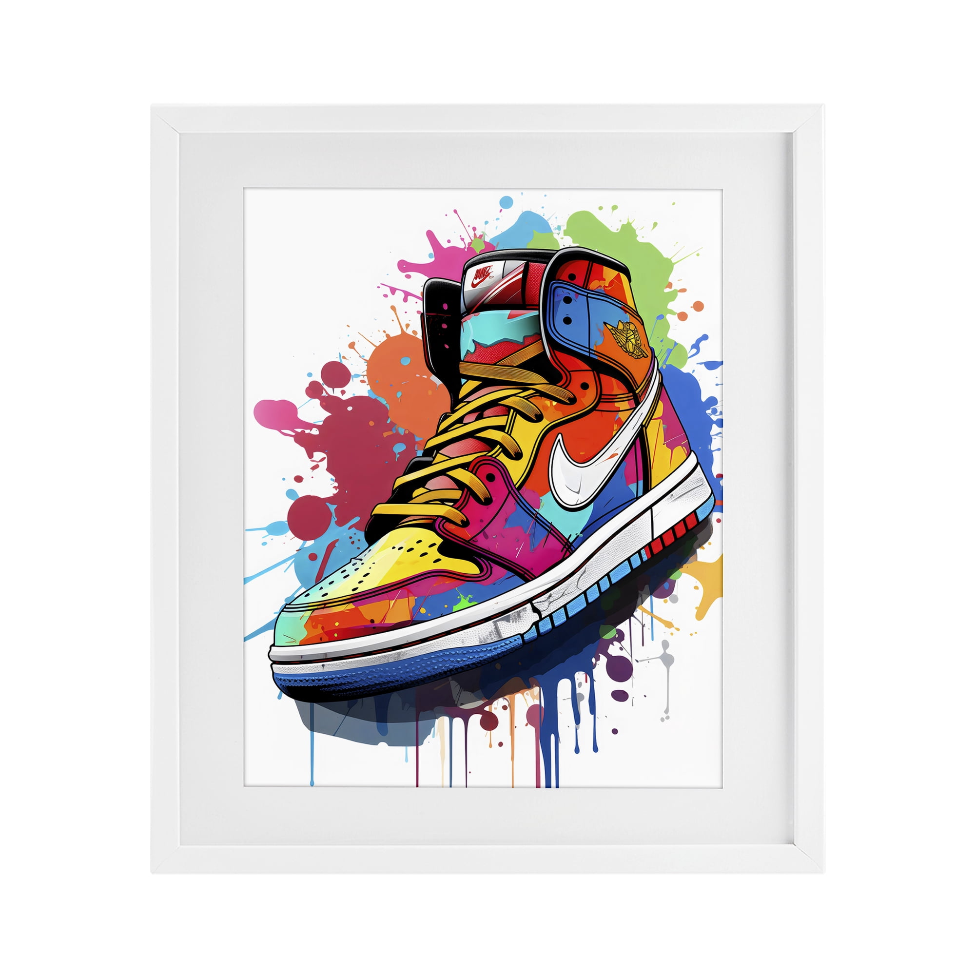 Stupell Industries Graffiti Sneaker on White White Framed Print Under Glass, design by Creative Studio
