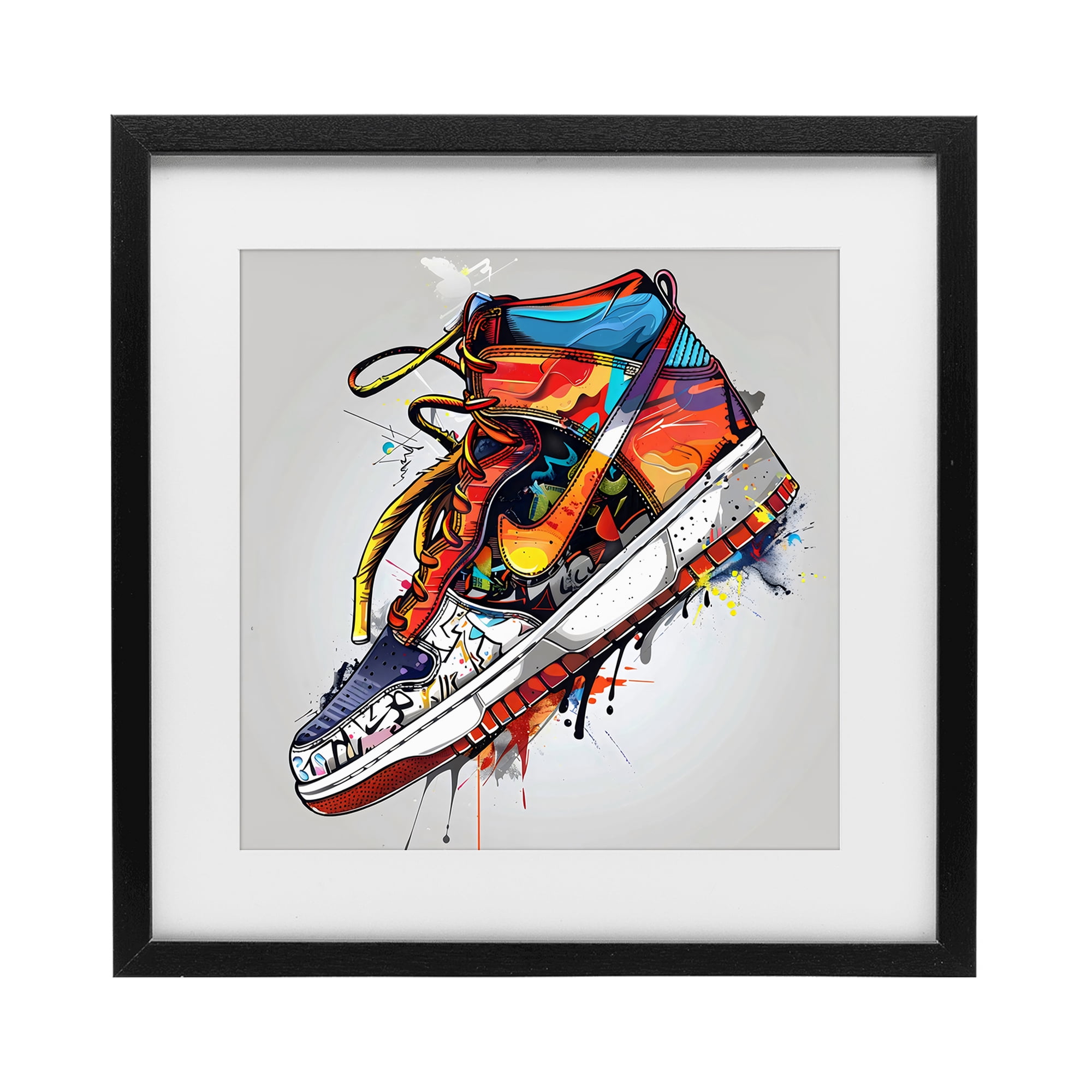 Stupell Industries Graffiti Sneaker with Laces Black Framed Print Under Glass, design by Creative Studio
