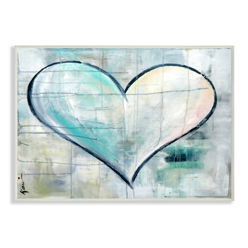 Stupell Industries Graffiti Texture Heart Blue White Painting Wall Plaque by Kami Lerner