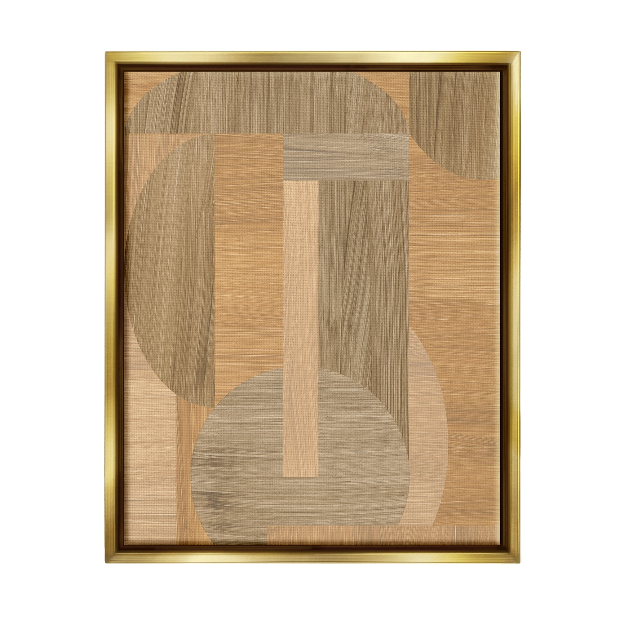Stupell Industries Grain Patterned Linear Shapes Abstract Painting Gold Floater Framed Canvas Art Print Wall Art, 25 x 31