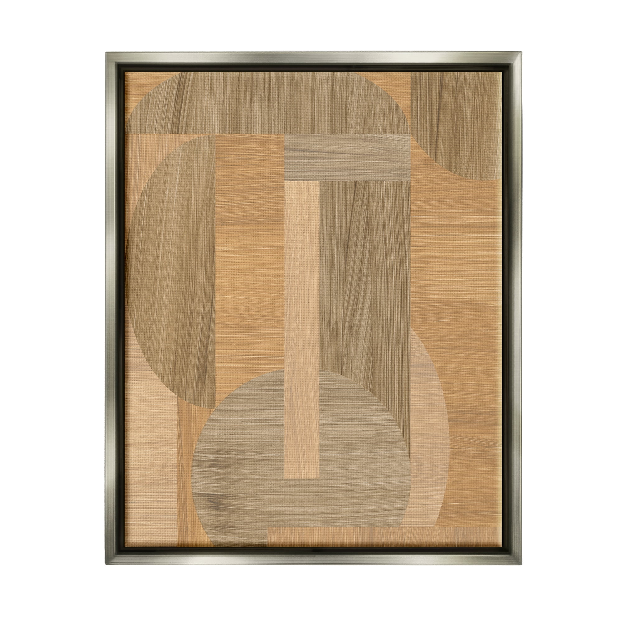 Stupell Industries Grain Patterned Linear Shapes Abstract Painting Gray Floater Framed Canvas Art Print Wall Art, 25 x 31