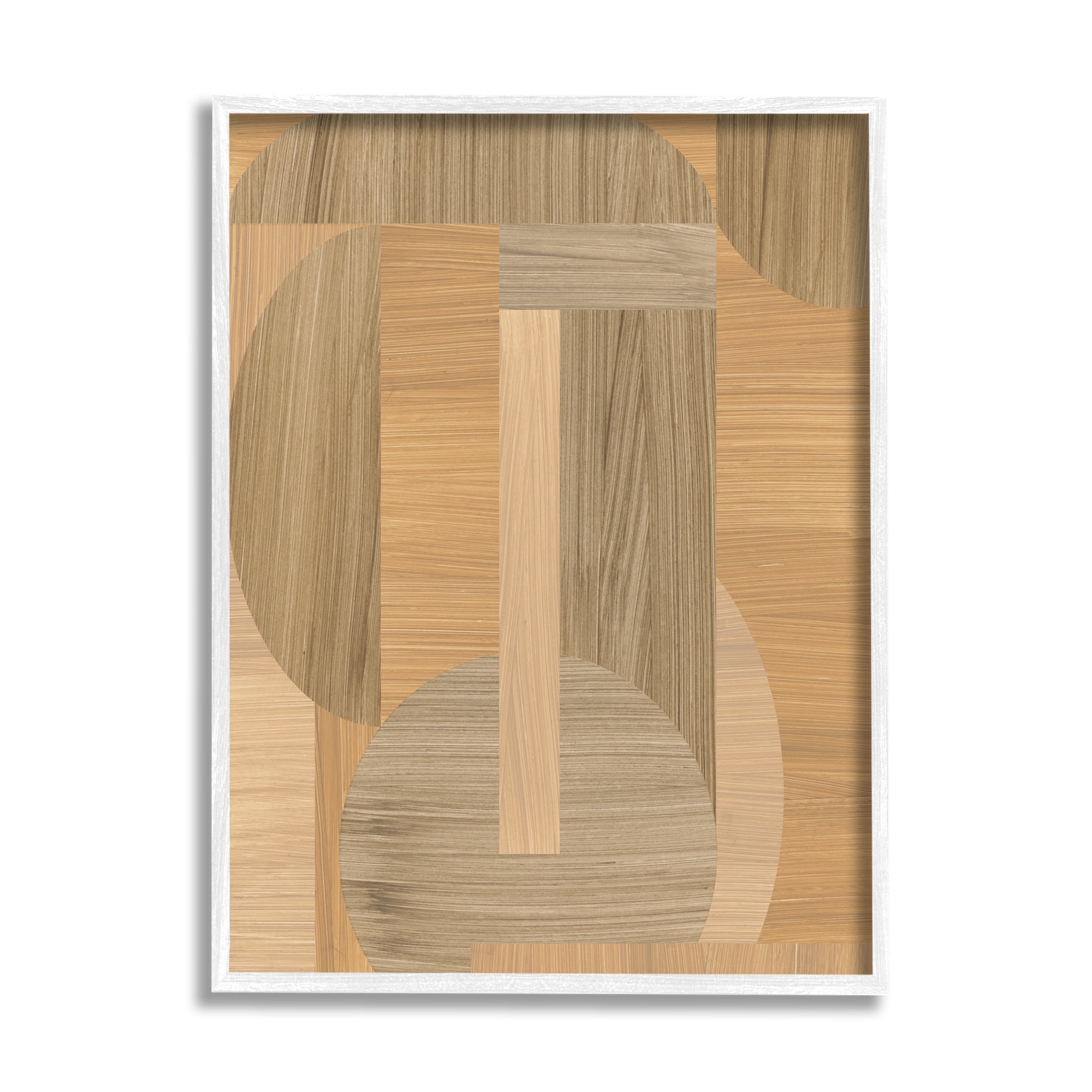 Stupell Industries Grain Patterned Linear Shapes Abstract Painting White Framed Art Print Wall Art, 16 x 20
