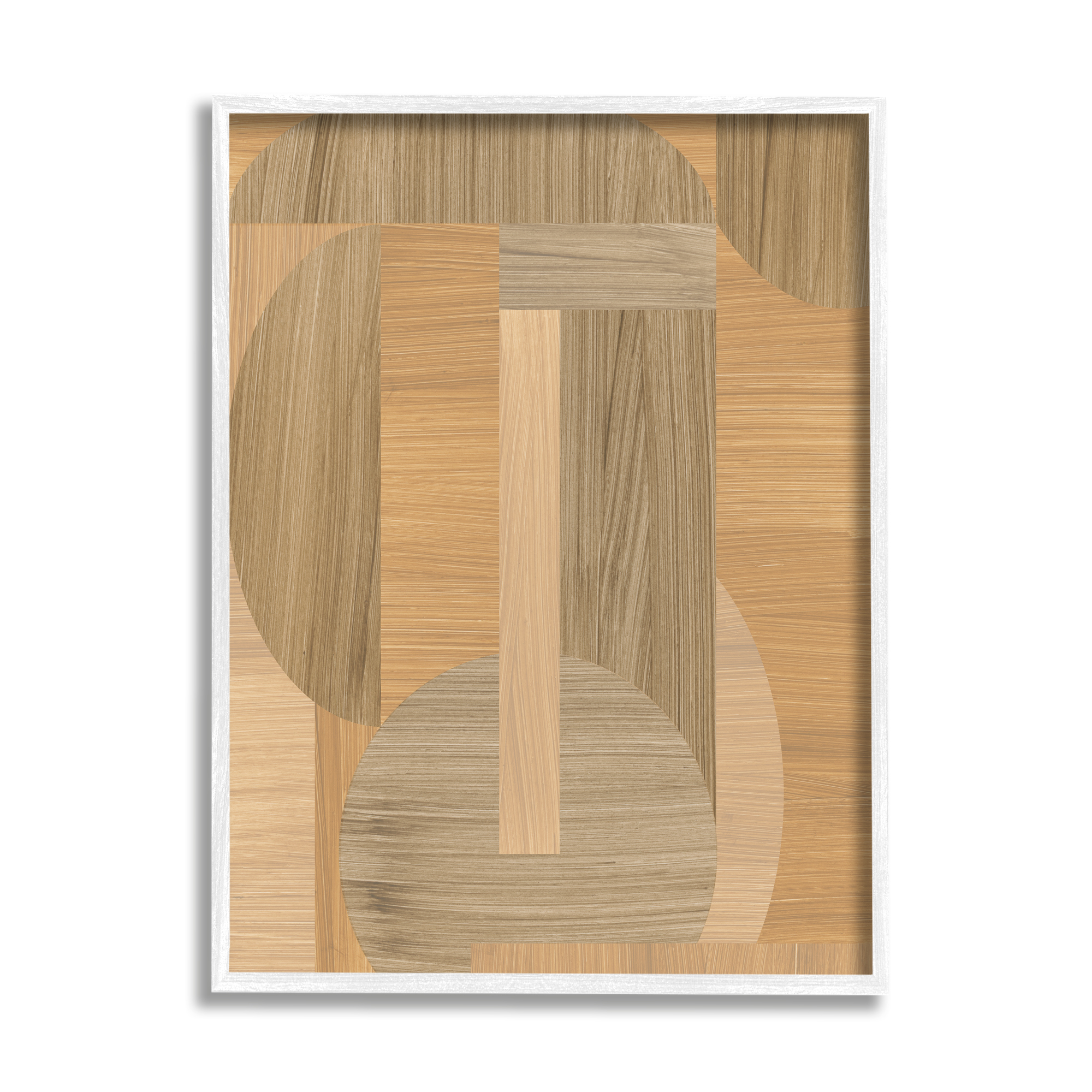 Stupell Industries Grain Patterned Linear Shapes Abstract Painting White Framed Art Print Wall Art, 24 x 30