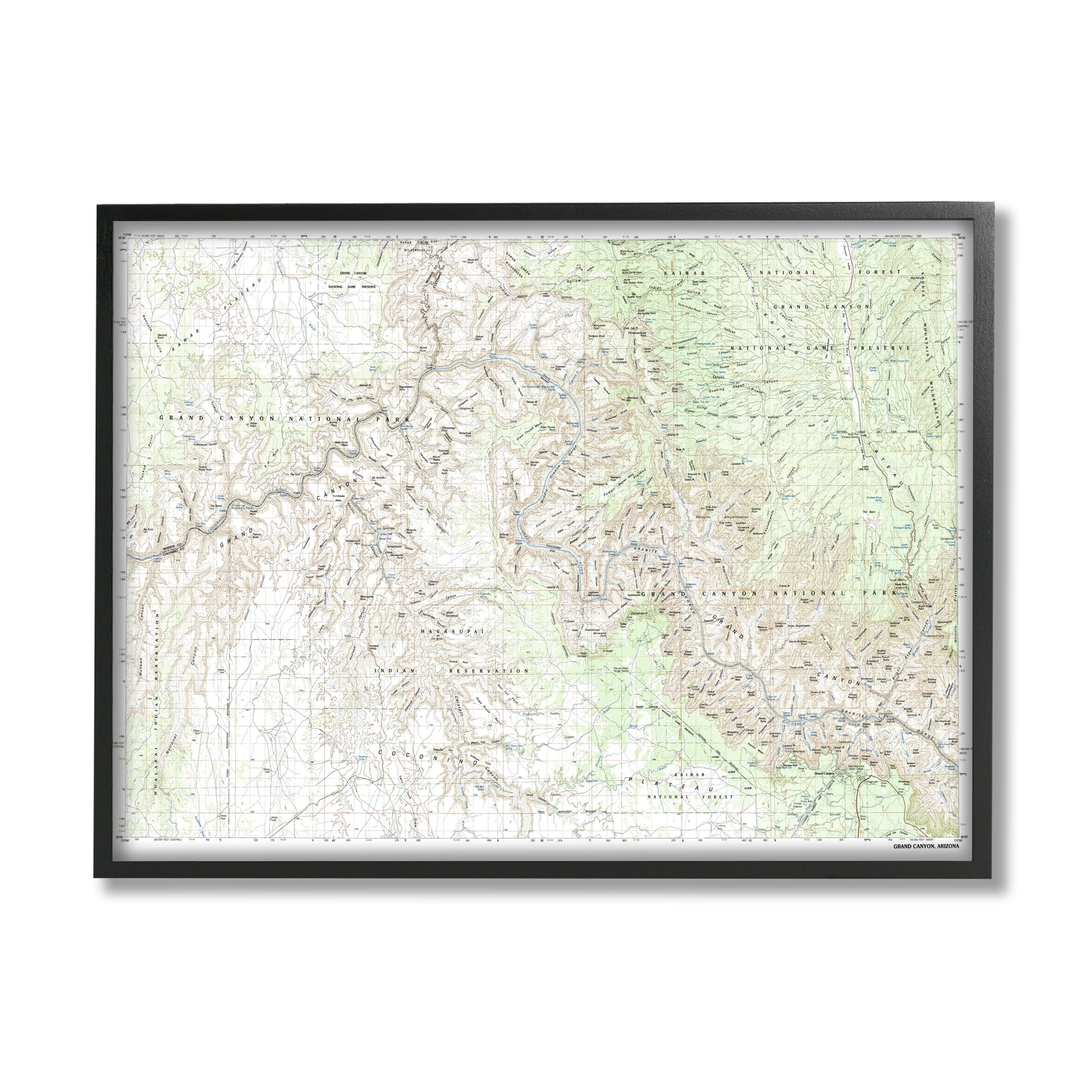 Stupell Industries Grand Canyon National Park Reserve Topographic Map Geography, 20 x 16, Design by Daphne Polselli