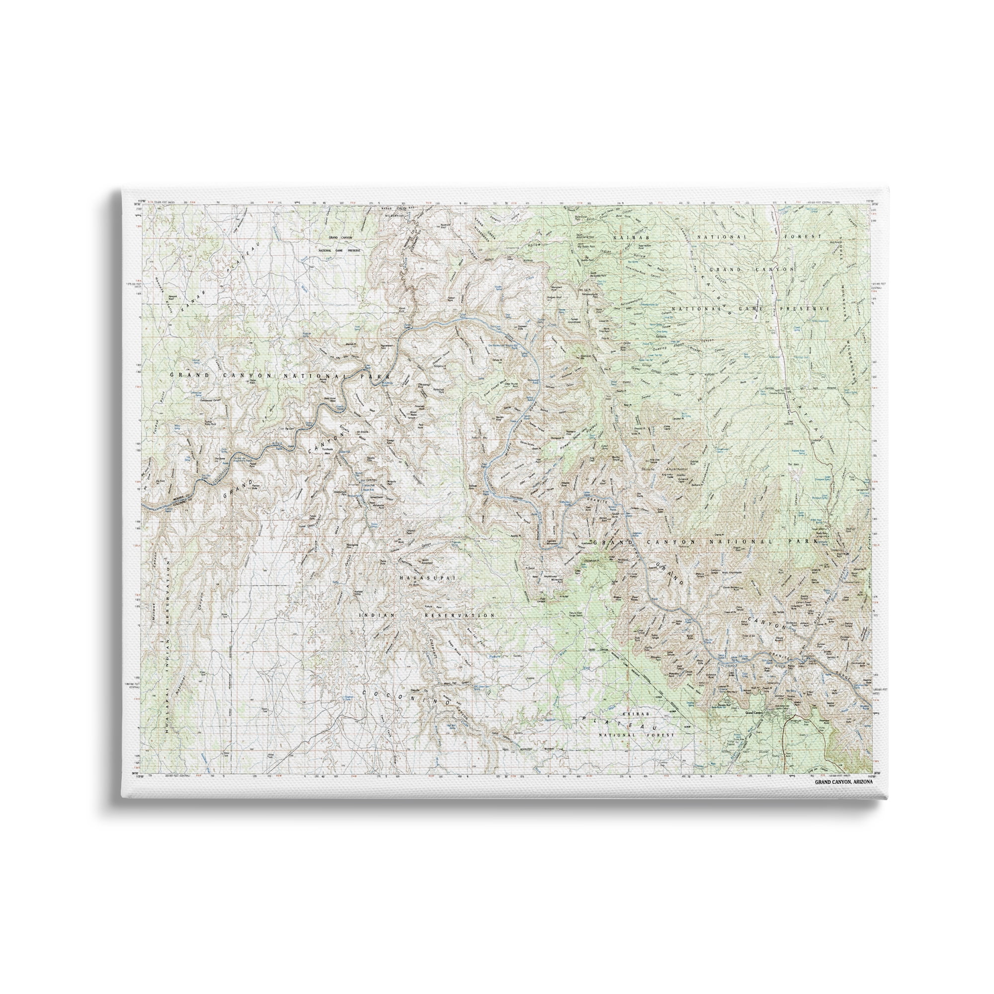 Stupell Industries Grand Canyon National Park Reserve Topographic Map Geography, 40 x 30, Design by Daphne Polselli